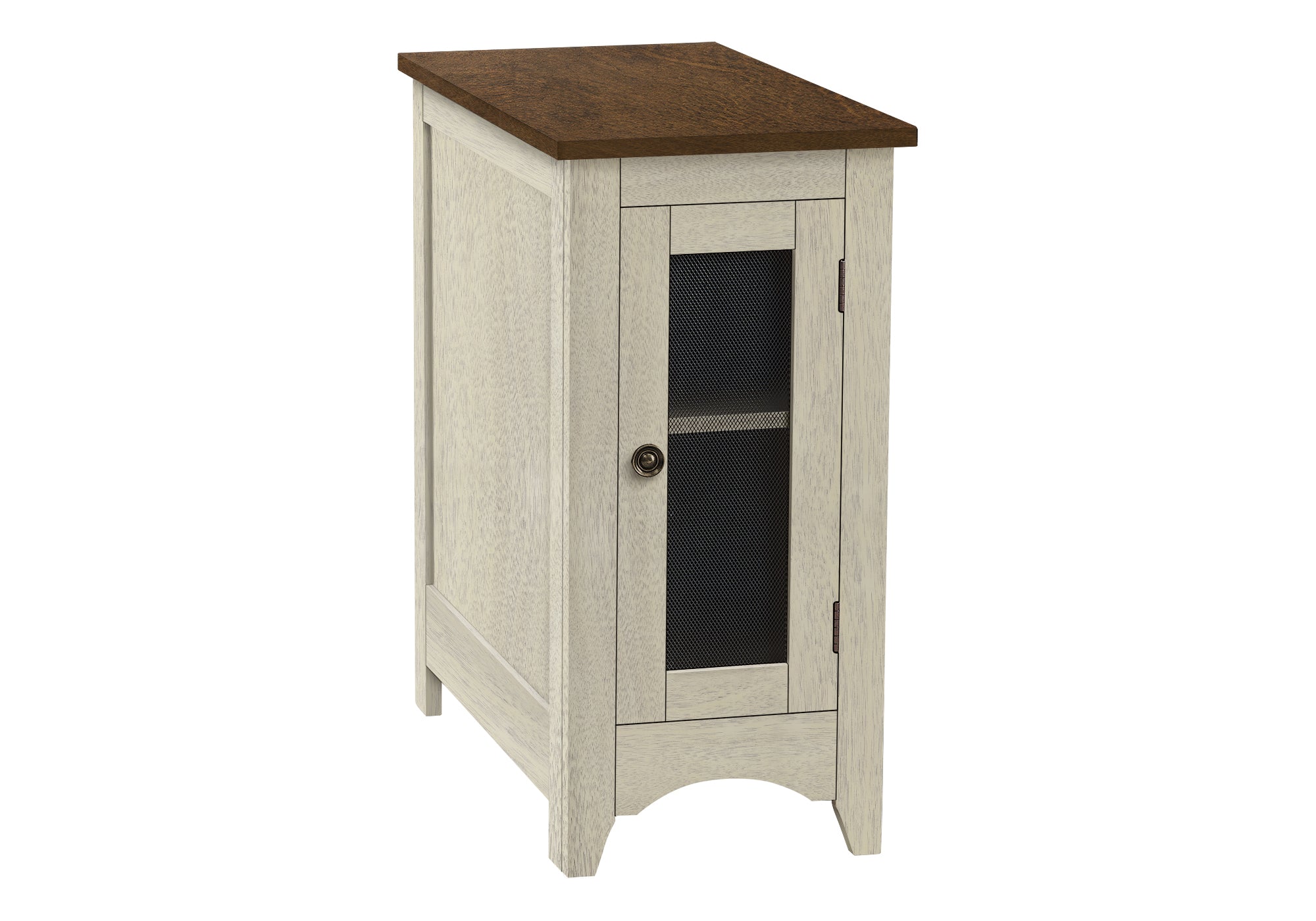 MN-493966    Accent Table, End, Side Table, Narrow, Nightstand, Bedroom, Lamp, Storage, Antique White Veneer, Brown Veneer, Transitional