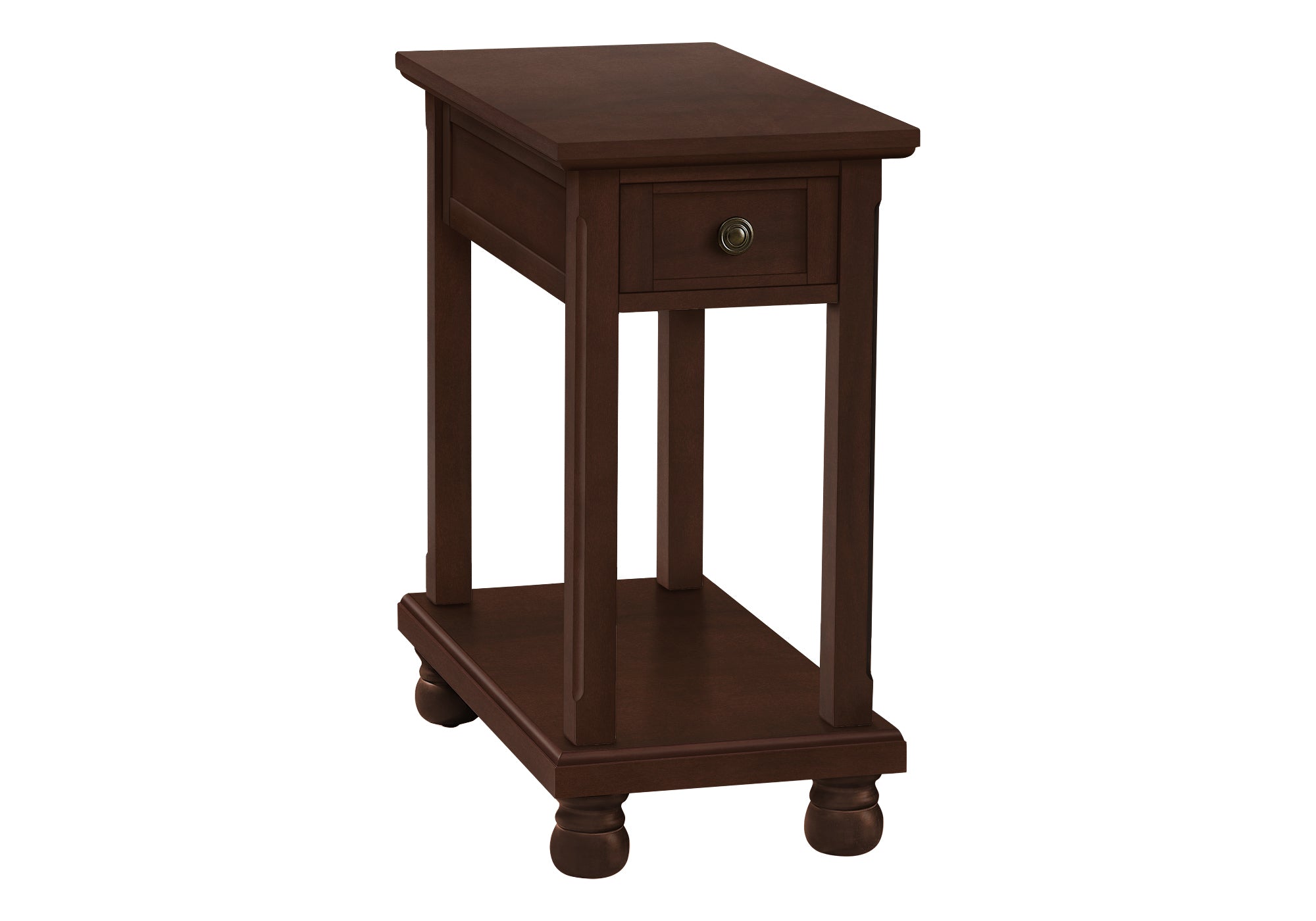 MN-753967    Accent Table, End, Side Table, Narrow, Nightstand, Bedroom, Lamp, Storage Drawer, Brown Veneer, Traditional