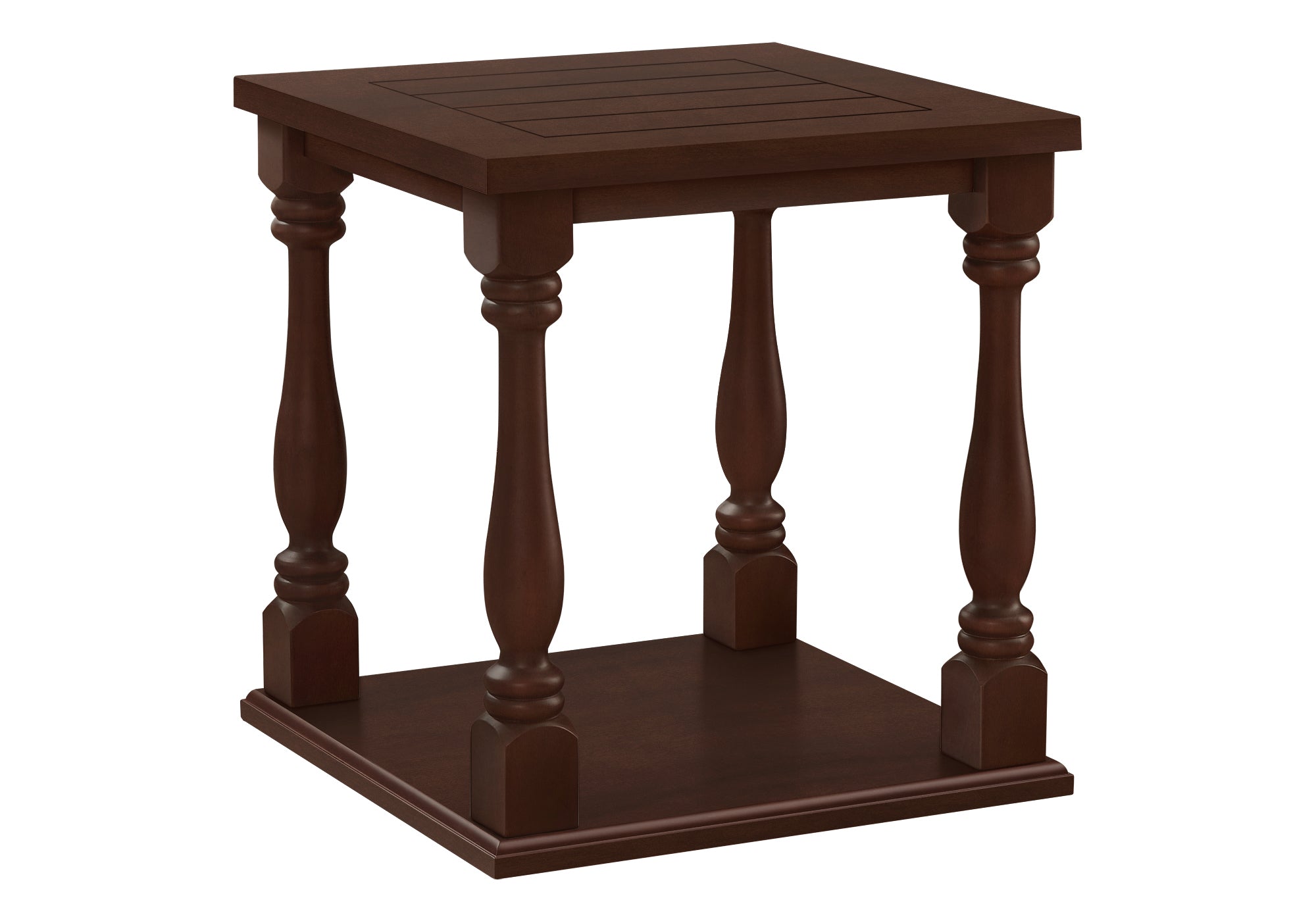 MN-783970    Accent Table, 2 Tier, End, Side Table, Square, Nightstand, Bedroom, Lamp, Brown Veneer, Traditional