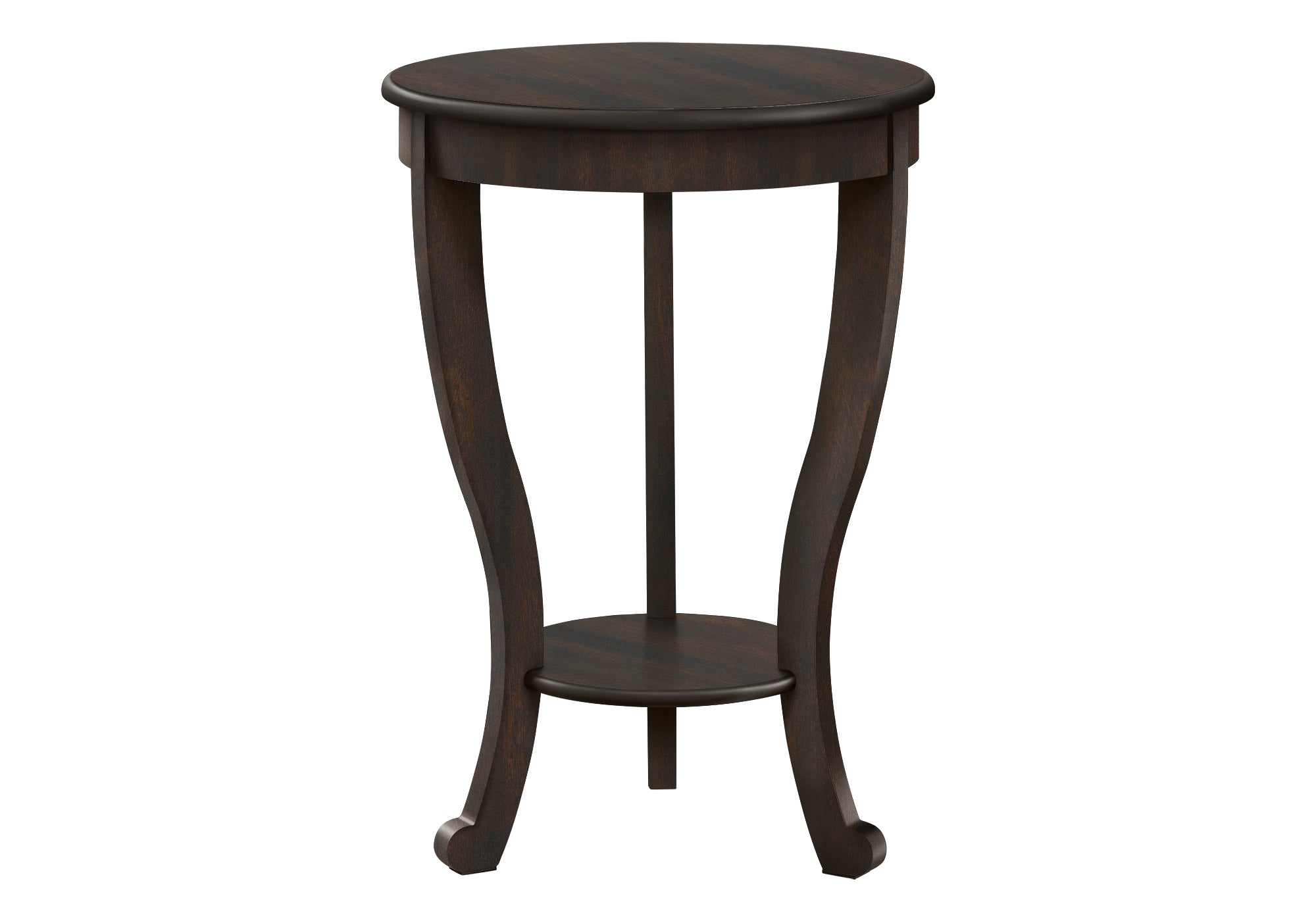 MN-803974    Accent Table, 2 Tier, Bedroom, End, Lamp, Nightstand, Round, Side Table, Brown Veneer, Traditional