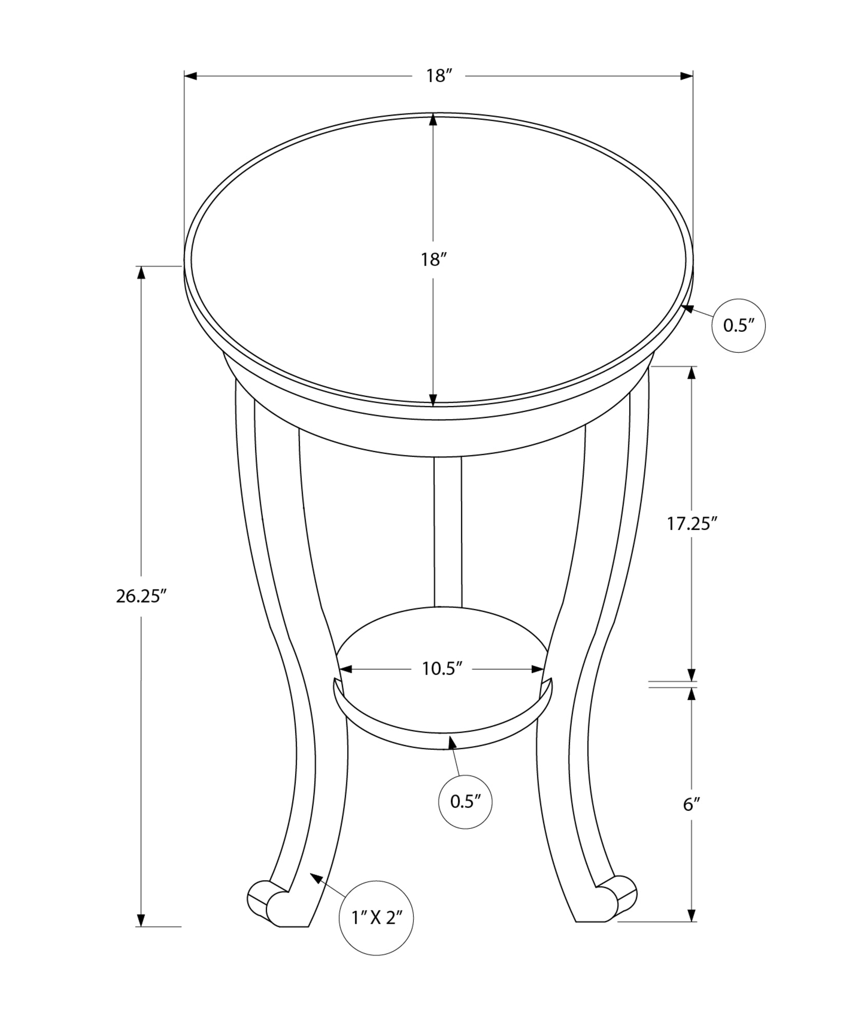 MN-803974    Accent Table, 2 Tier, Bedroom, End, Lamp, Nightstand, Round, Side Table, Brown Veneer, Traditional
