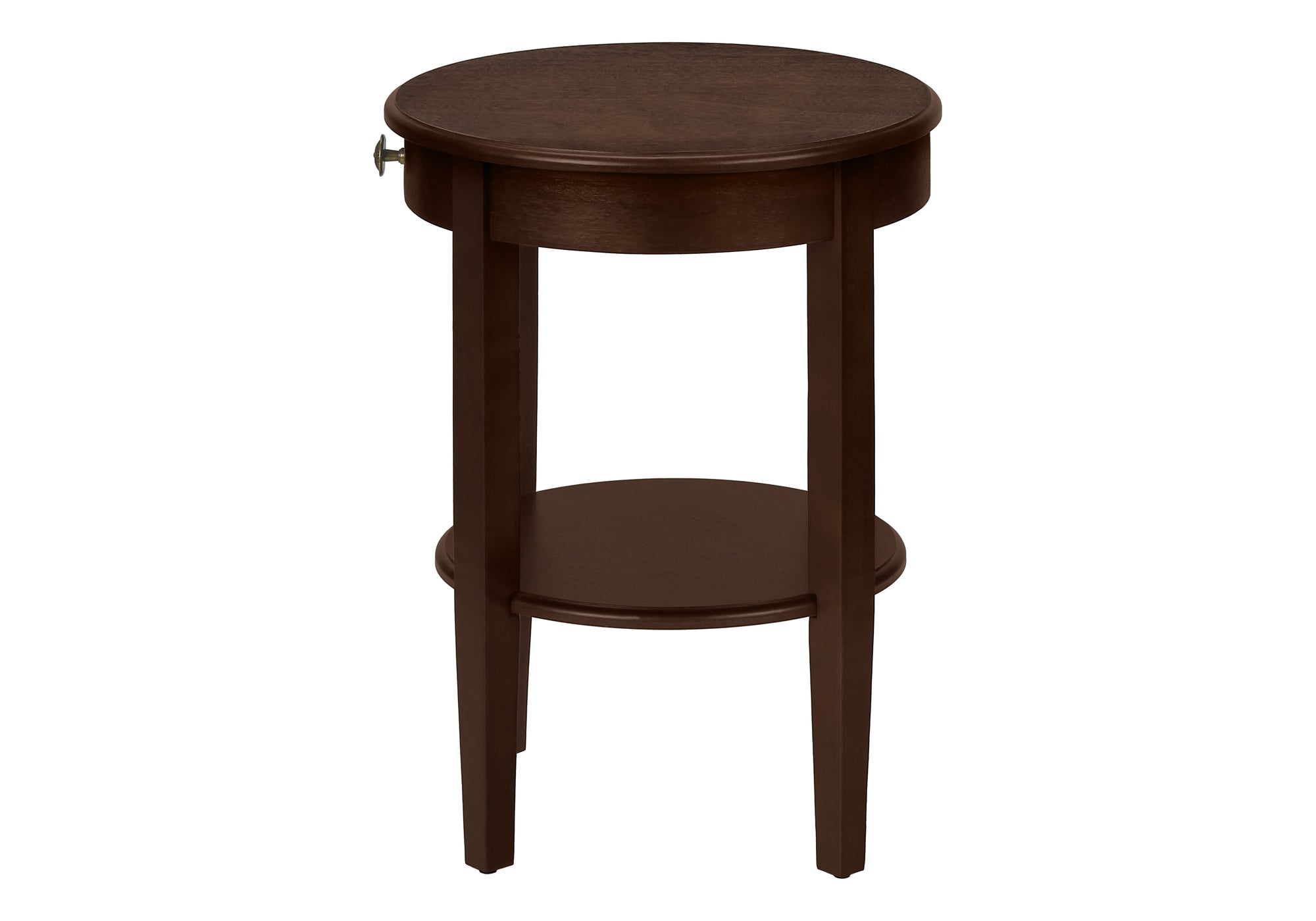 MN-813975    Accent Table, 2 Tier, End, Side Table, Round, Nightstand, Bedroom, Lamp, Brown Veneer, Transitional