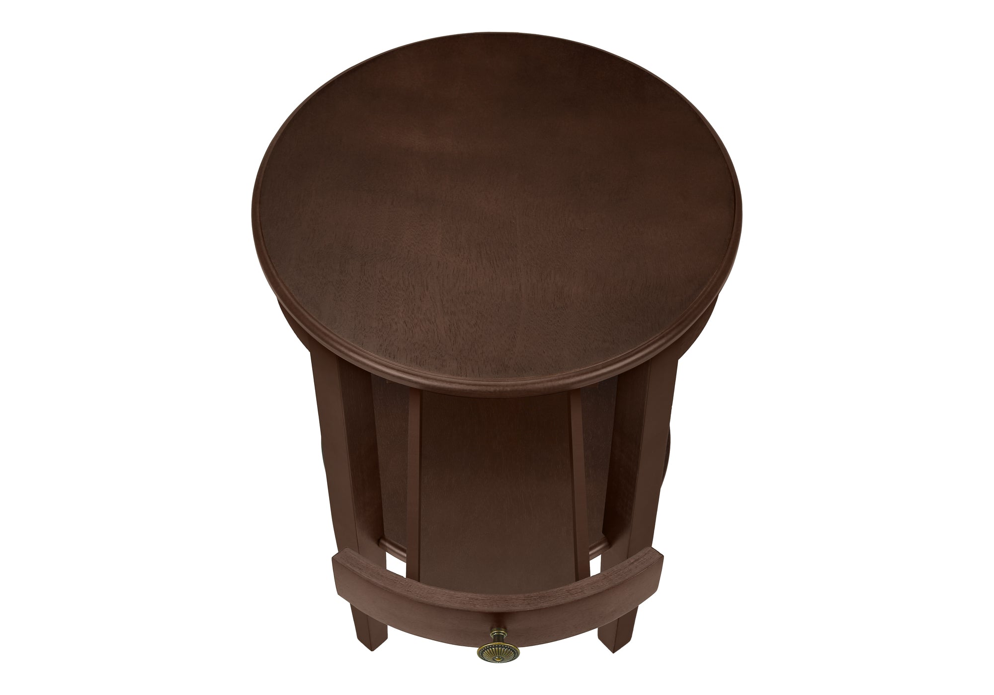 MN-813975    Accent Table, 2 Tier, End, Side Table, Round, Nightstand, Bedroom, Lamp, Brown Veneer, Transitional