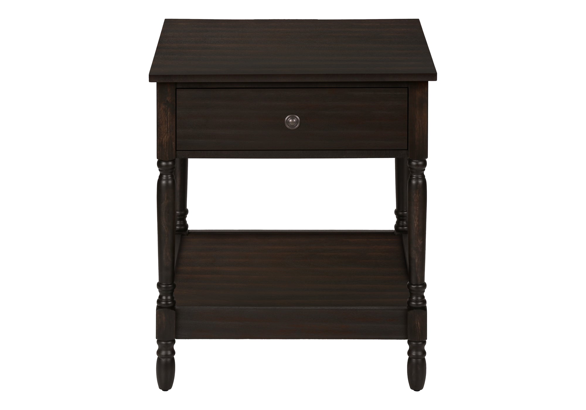 MN-823976    Accent Table, 2 Tier, End, Side Table, Square, Nightstand, Bedroom, Lamp, Brown Veneer, Traditional