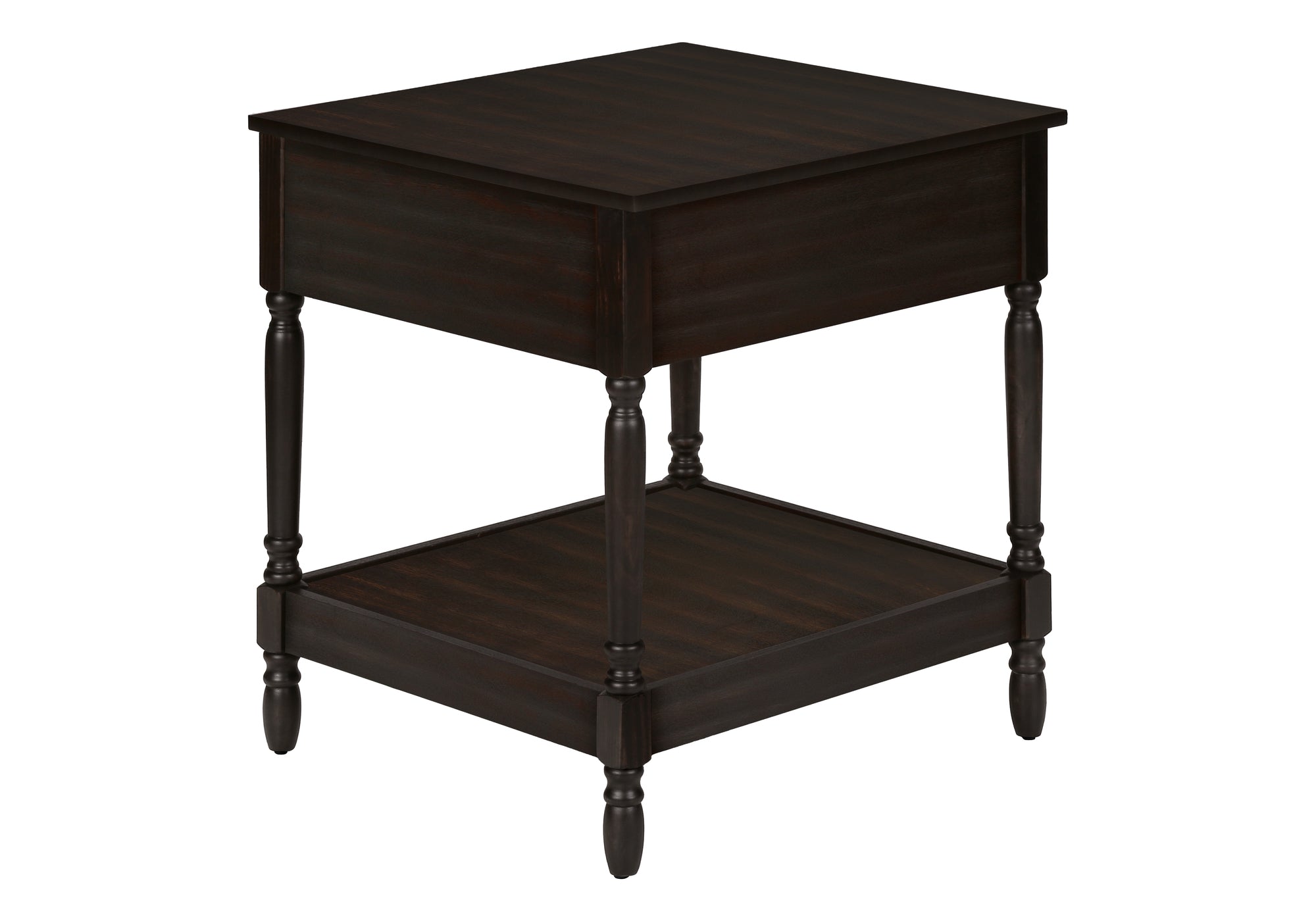 MN-823976    Accent Table, 2 Tier, End, Side Table, Square, Nightstand, Bedroom, Lamp, Brown Veneer, Traditional
