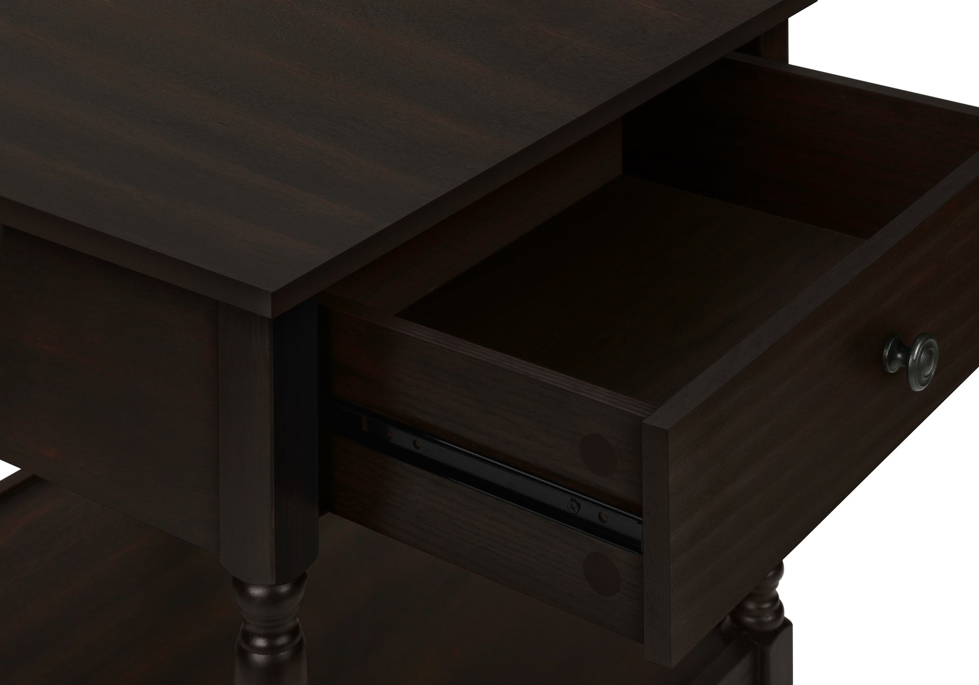 MN-823976    Accent Table, 2 Tier, End, Side Table, Square, Nightstand, Bedroom, Lamp, Brown Veneer, Traditional