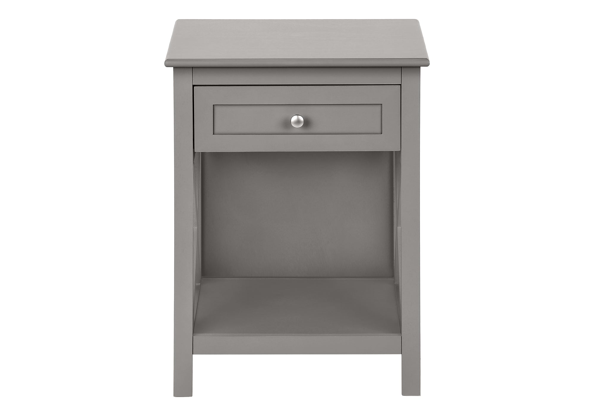 MN-873985    Accent Table, End, Side Table, 2 Tier, Bedroom, Nightstand, Lamp, Storage Drawer, Antique Grey Veneer, Transitional