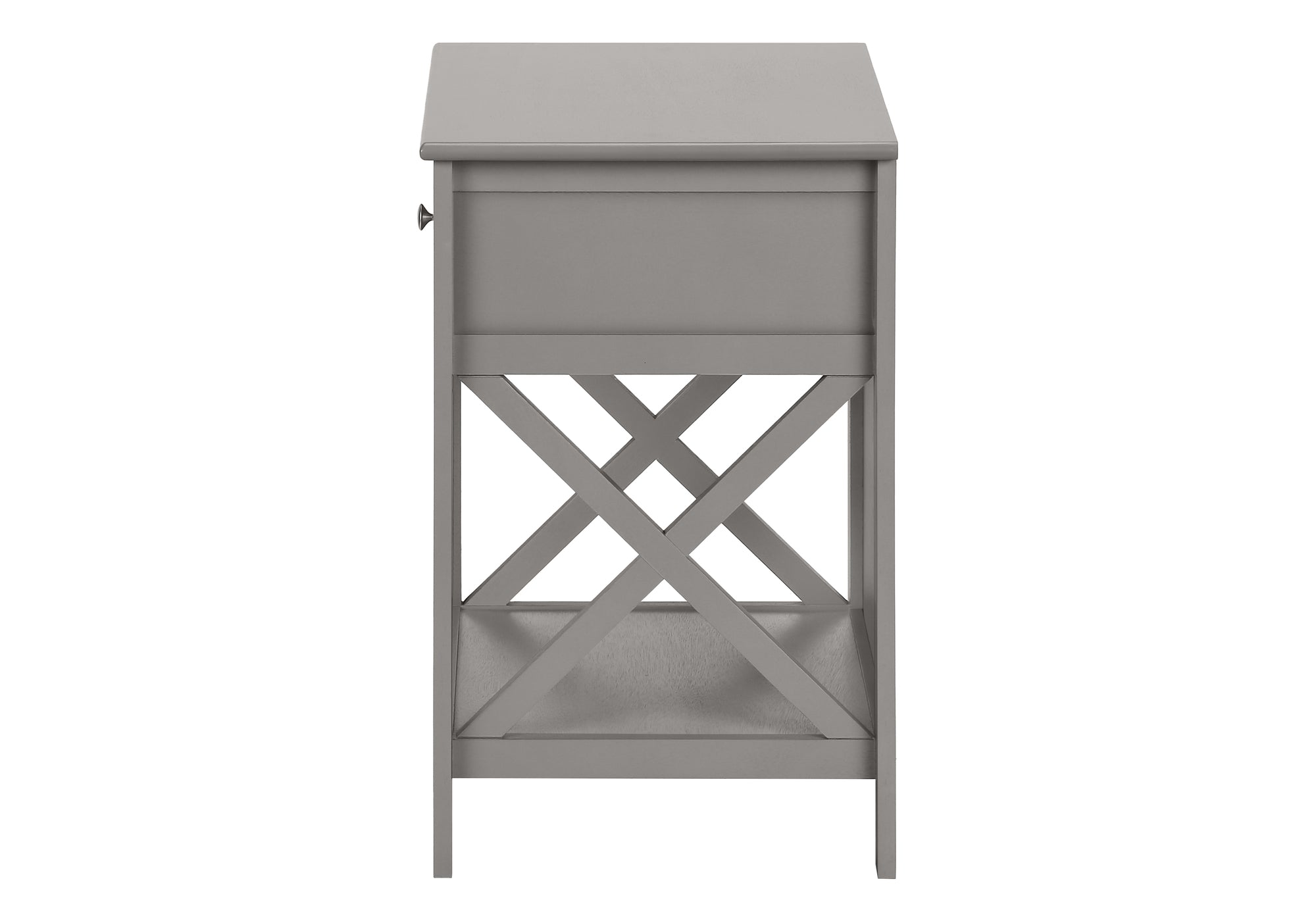 MN-U613985    Accent Table, End, Side Table, 2 Tier, Bedroom, Nightstand, Lamp, Storage Drawer, Antique Grey Veneer, Transitional