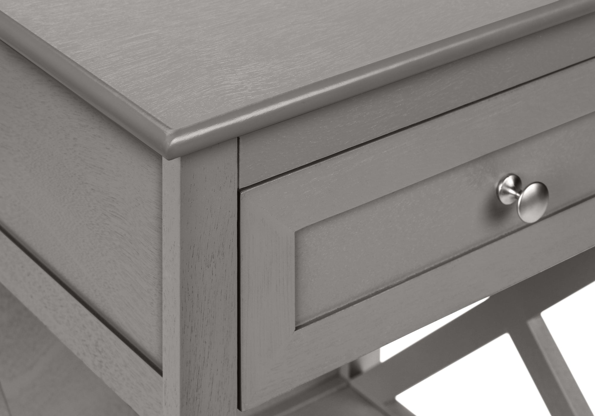 MN-873985    Accent Table, End, Side Table, 2 Tier, Bedroom, Nightstand, Lamp, Storage Drawer, Antique Grey Veneer, Transitional