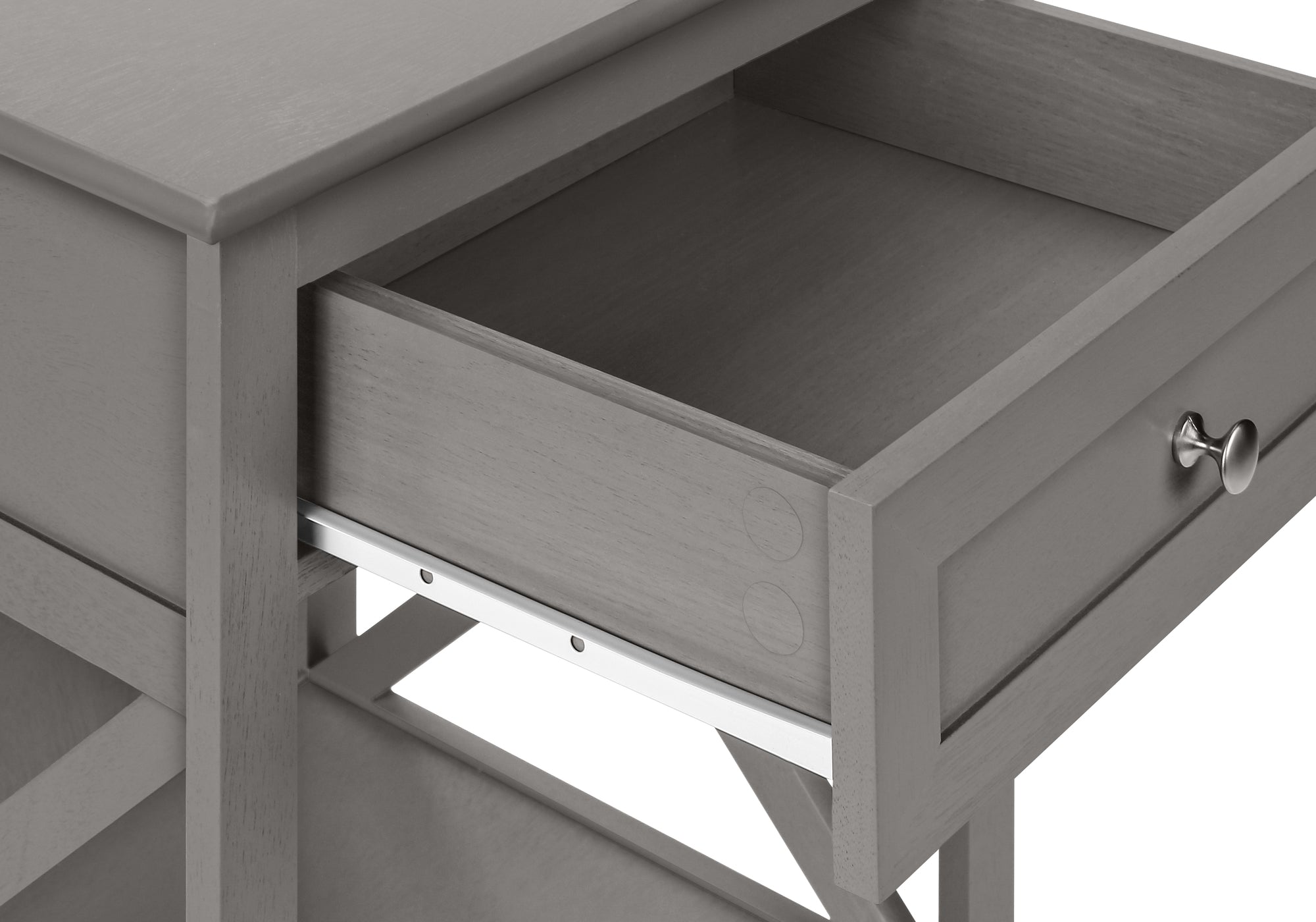 MN-873985    Accent Table, End, Side Table, 2 Tier, Bedroom, Nightstand, Lamp, Storage Drawer, Antique Grey Veneer, Transitional