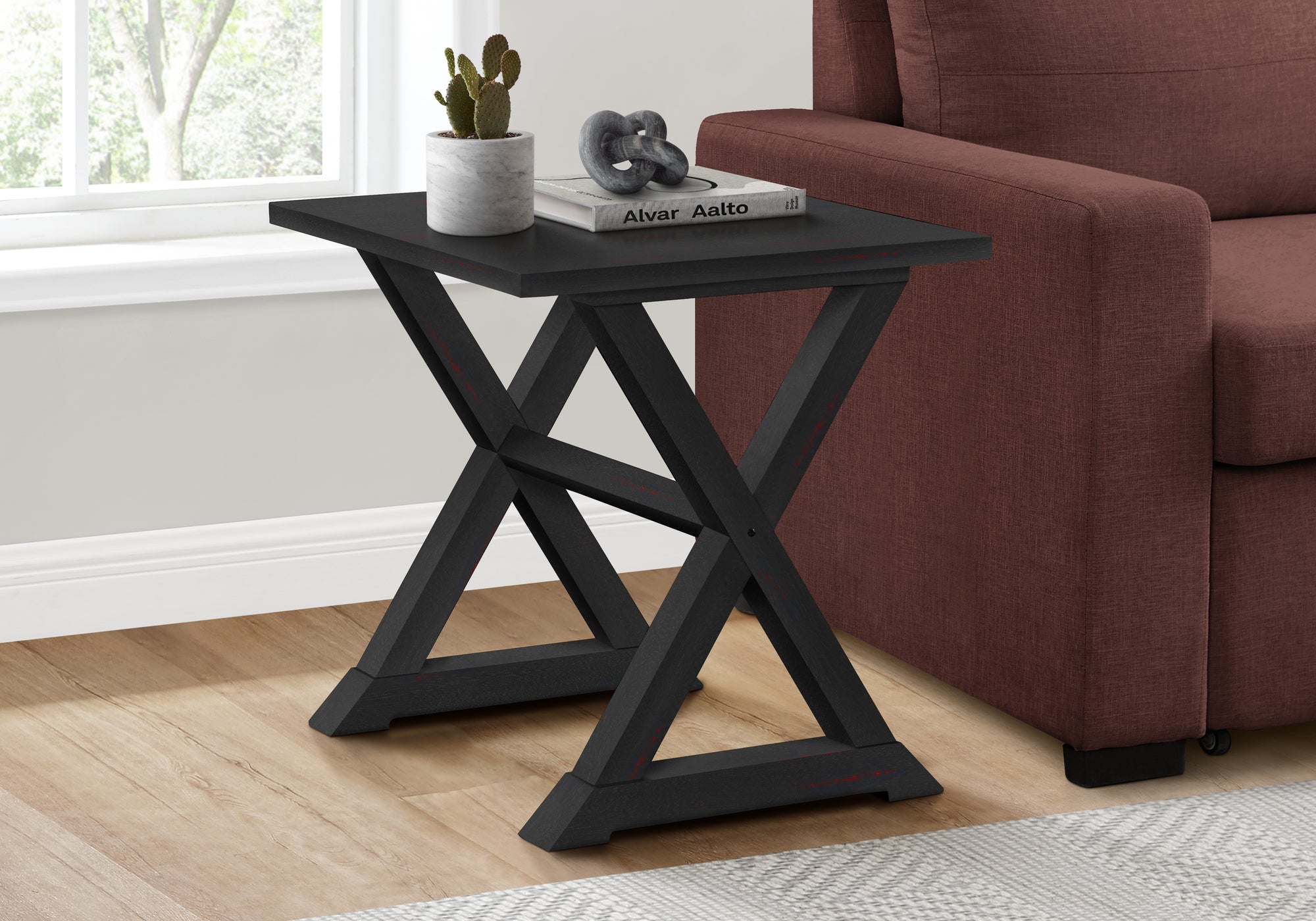 MN-H643987    Accent Table, End, Side Table, Square, Nightstand, Bedroom, Lamp, Black Veneer, Transitional