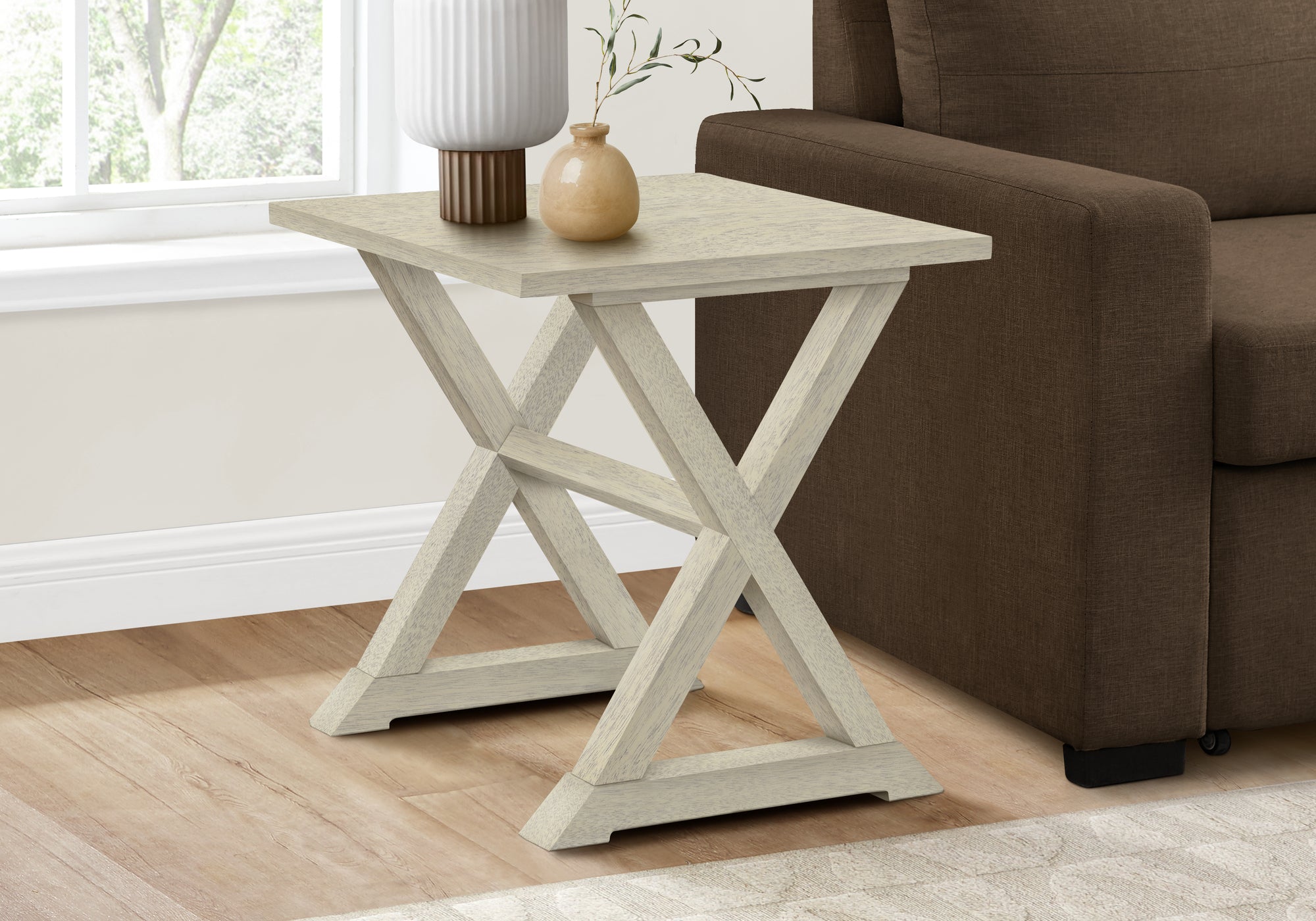 MN-H643989    Accent Table, End, Side Table, Square, Nightstand, Bedroom, Lamp, Antique White Veneer, Transitional