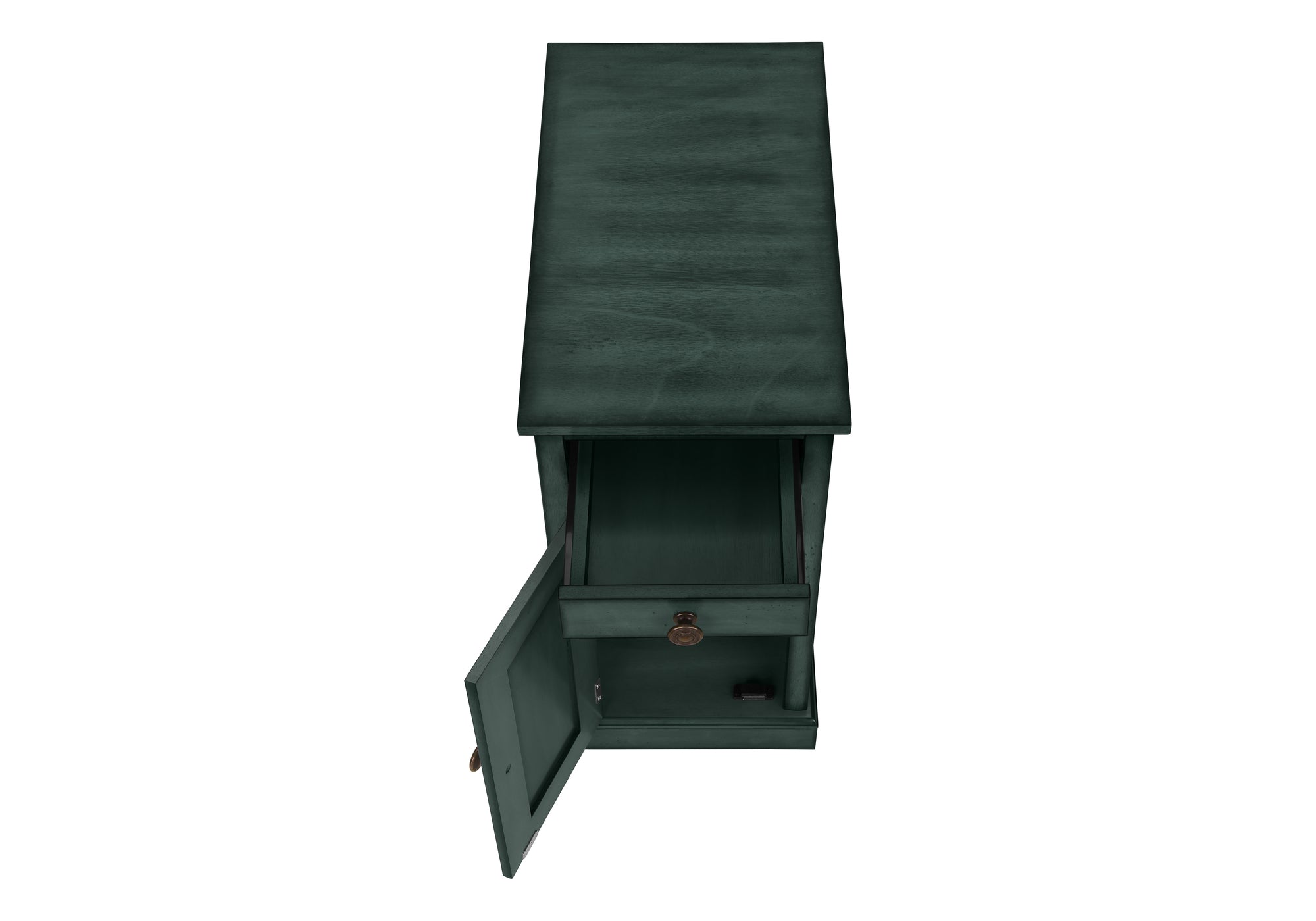 MN-593992    Accent Table, End, Side Table, Nightstand, Narrow, Bedroom, Lamp, Storage Drawer, Antique Blue Veneer, Traditional