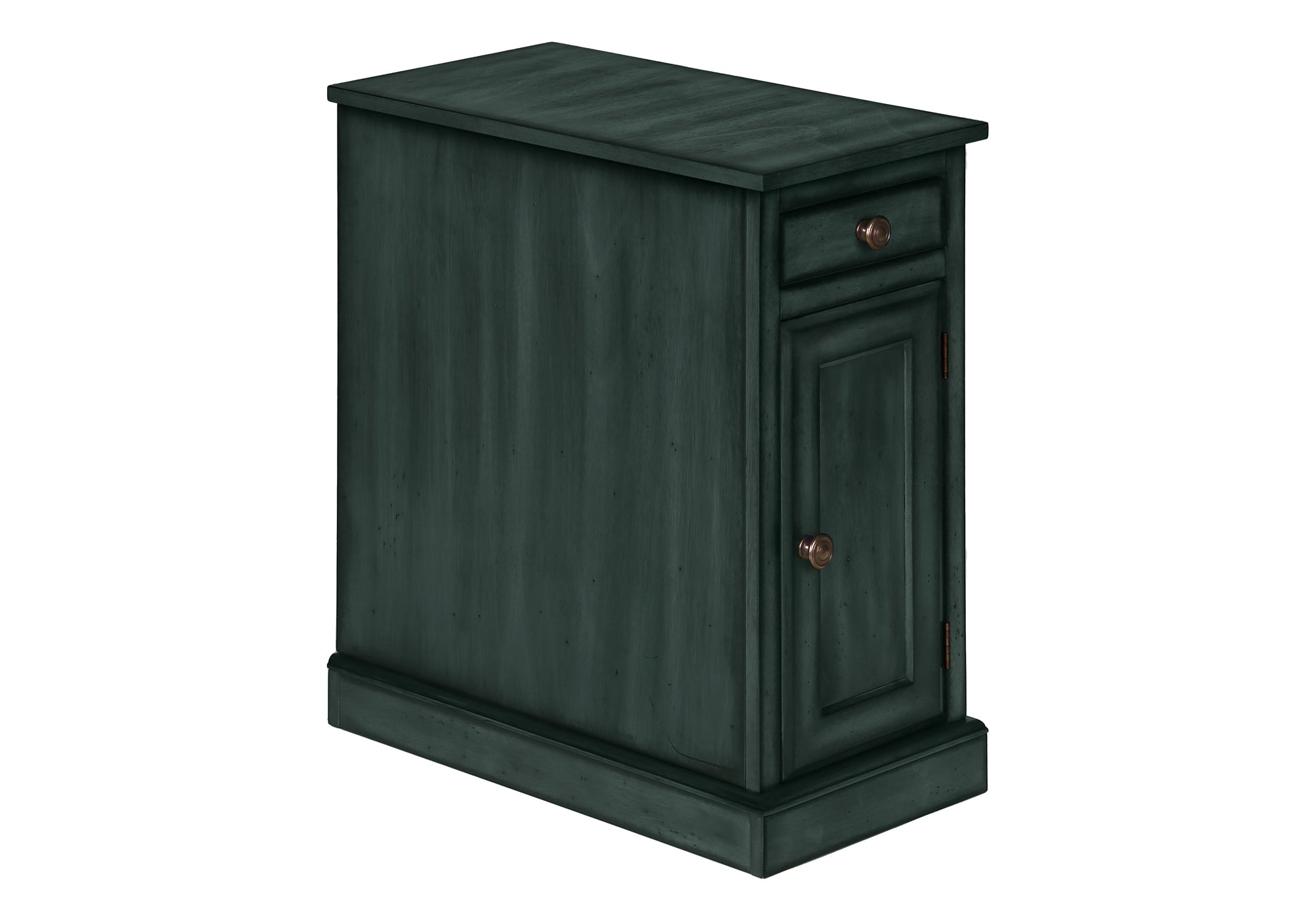 MN-593992    Accent Table, End, Side Table, Nightstand, Narrow, Bedroom, Lamp, Storage Drawer, Antique Blue Veneer, Traditional