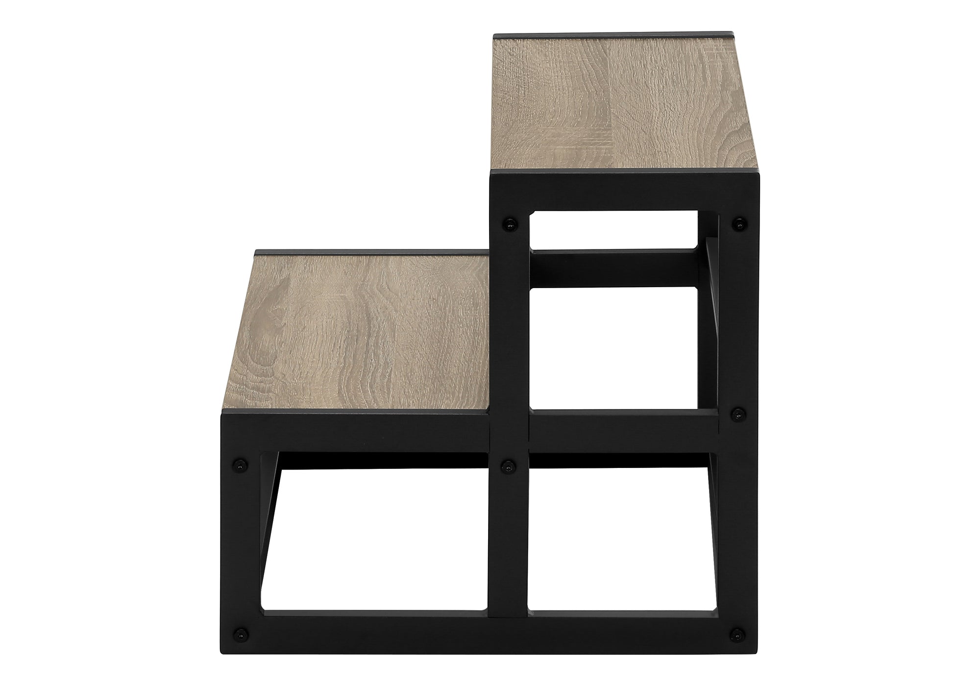 MN-964000    Ladder, Step Stool, Bedroom, Kitchen, Black Metal, Dark Taupe Laminate, Contemporary