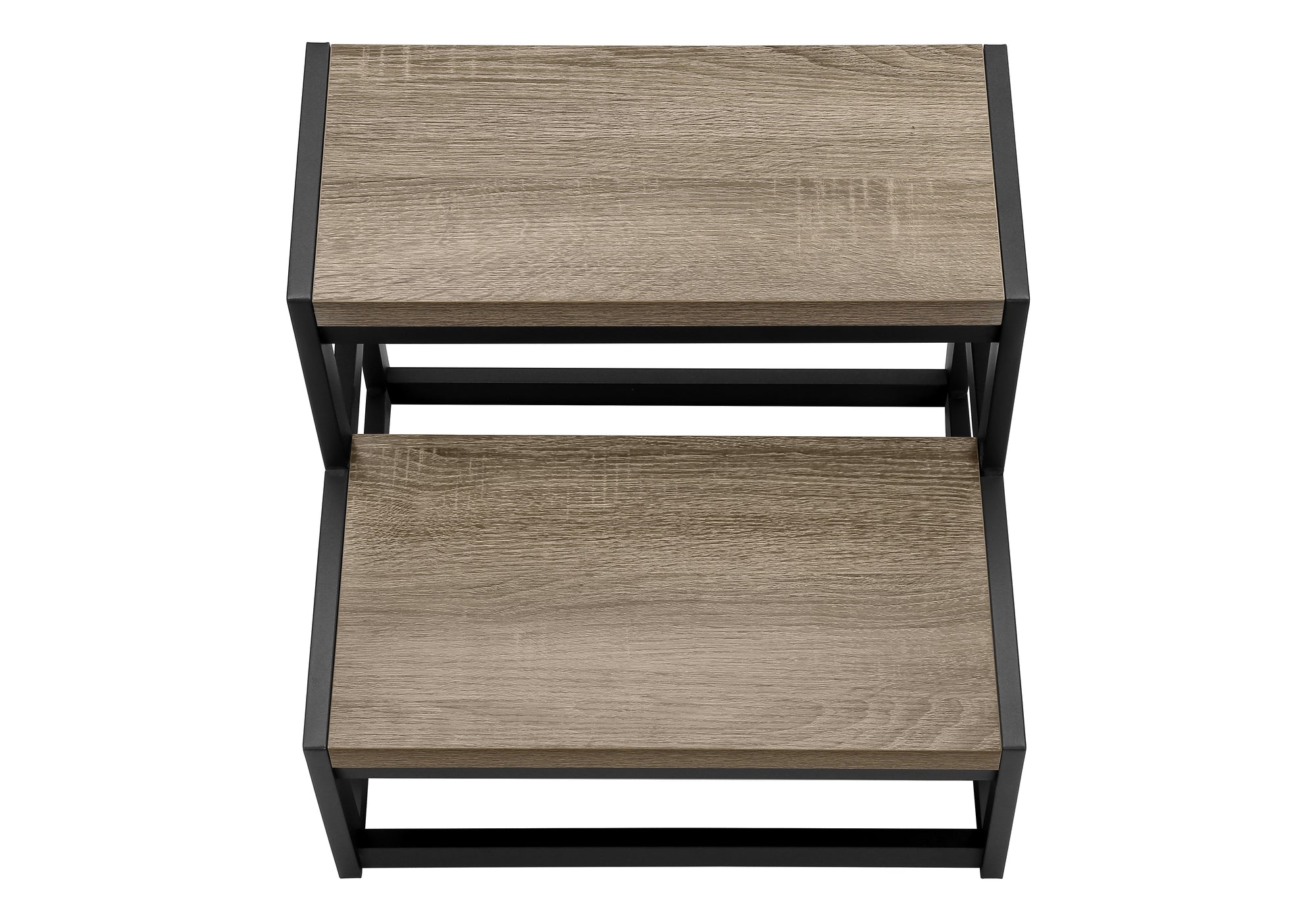MN-964000    Ladder, Step Stool, Bedroom, Kitchen, Black Metal, Dark Taupe Laminate, Contemporary