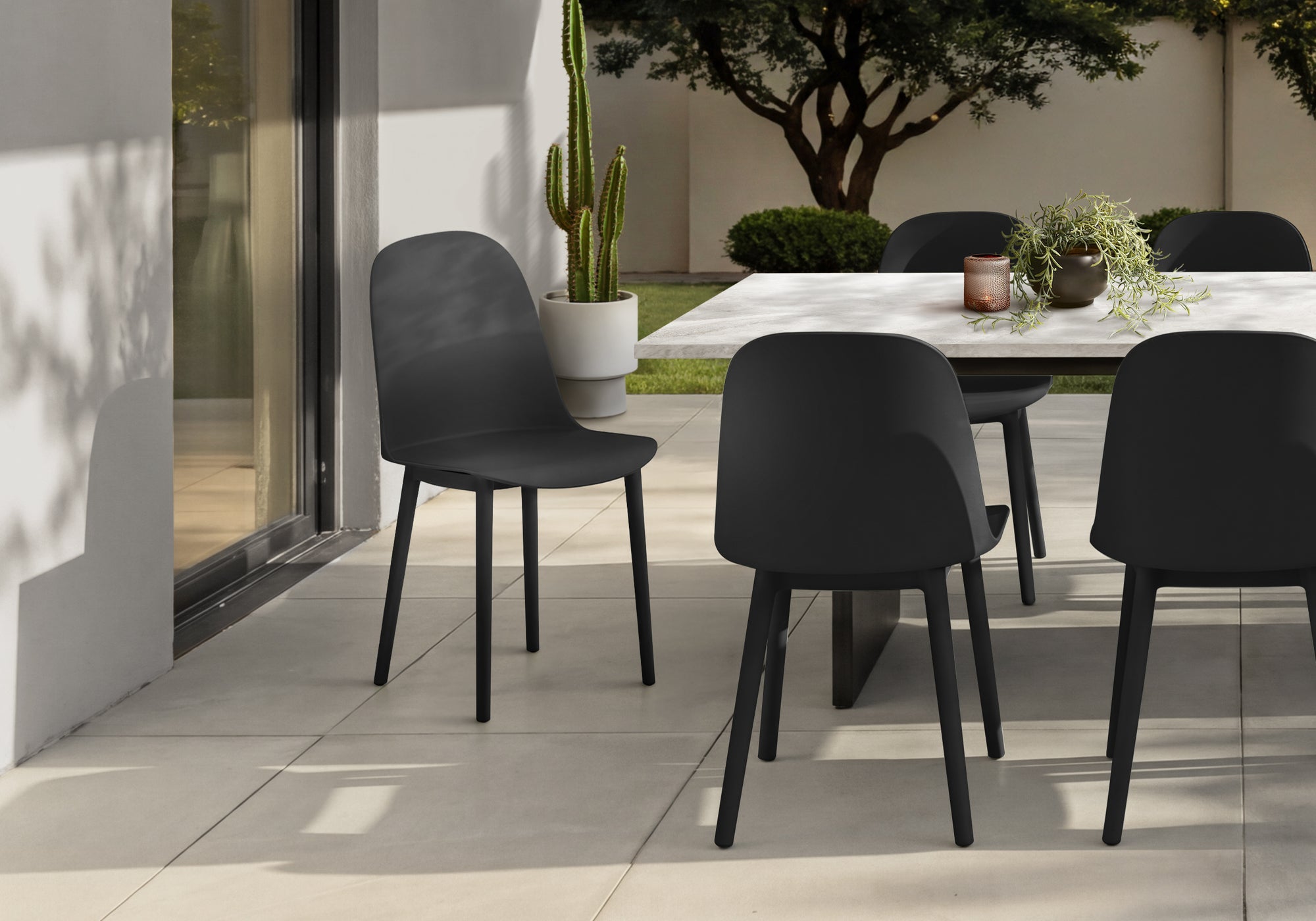 MN-664009    Outdoor Chair, 33"h, Patio Chairs, Set Of 4, Black, Contemporary, Modern