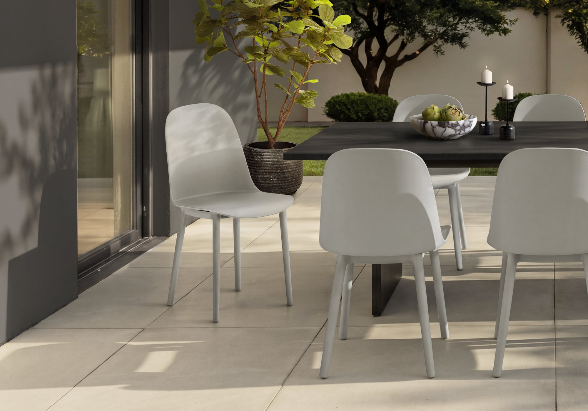 MN-684011    Outdoor Chair, 33"h, Patio Chairs, Set Of 4, Light Grey, Contemporary, Modern