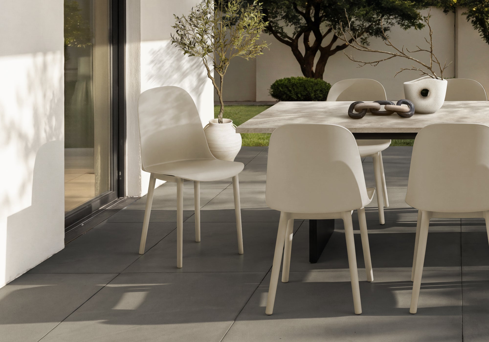 MN-694012    Outdoor Chair, 33"h, Patio Chairs, Set Of 4, Natural Taupe, Contemporary, Modern
