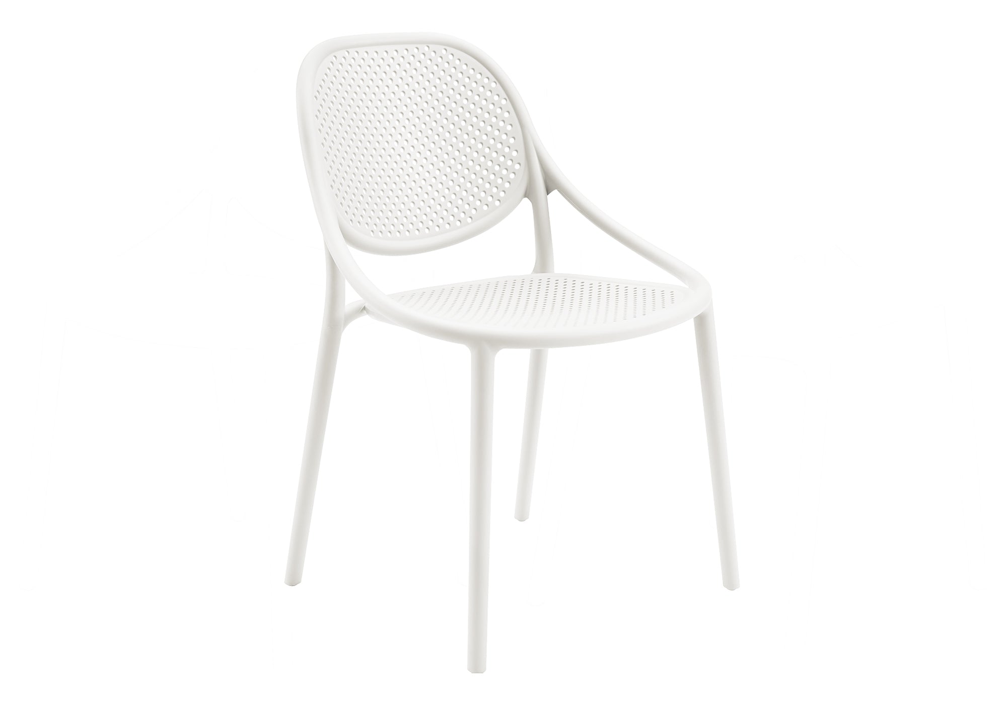 MN-384015    OUTDOOR CHAIR - WHITE STACKING DINING CHAIR / SET OF 4
