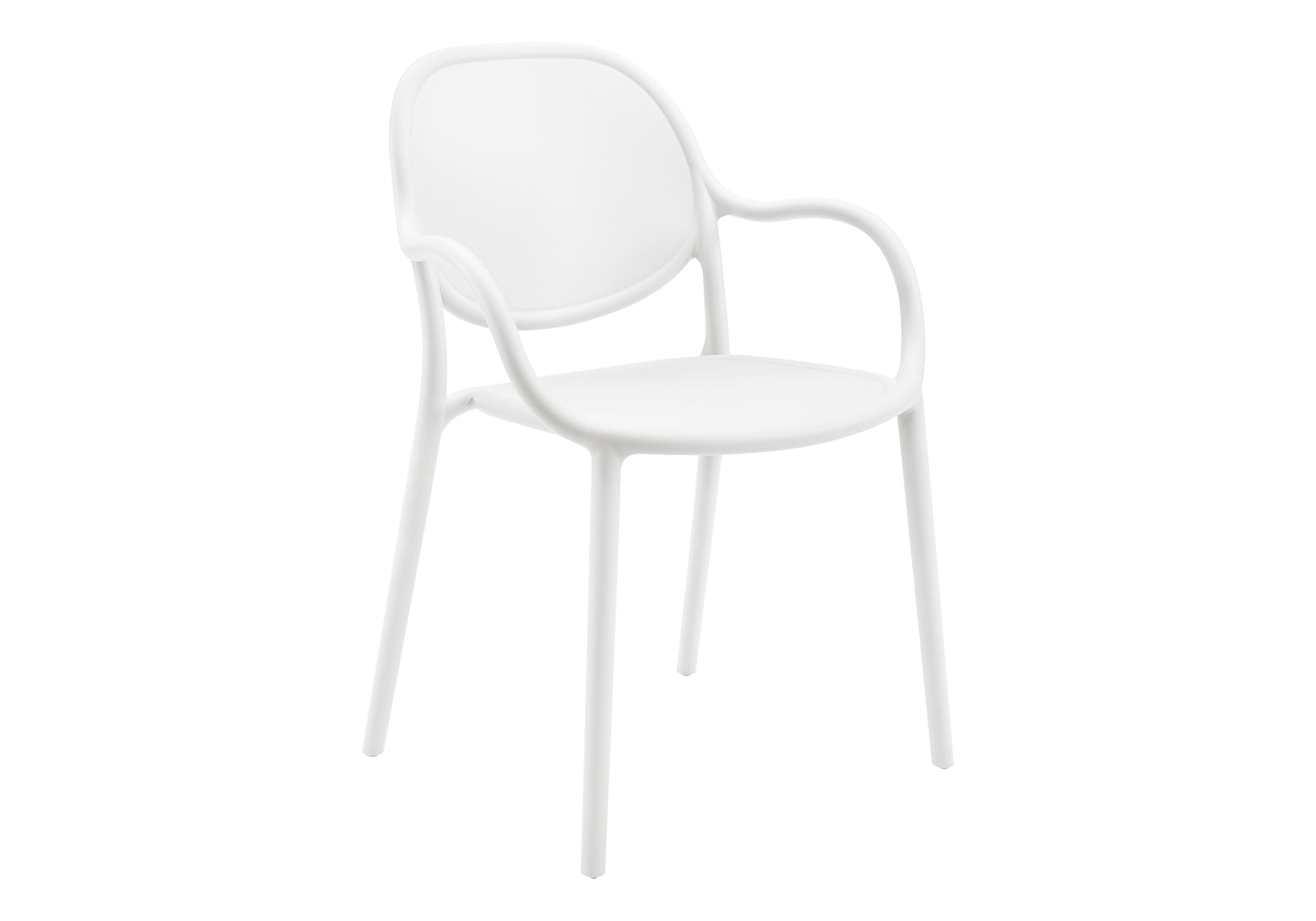 MN-764020    Outdoor Chair, 32"h, Stacking Dining Armchair, Patio Chairs, Set Of 4, White, Contemporary, Modern