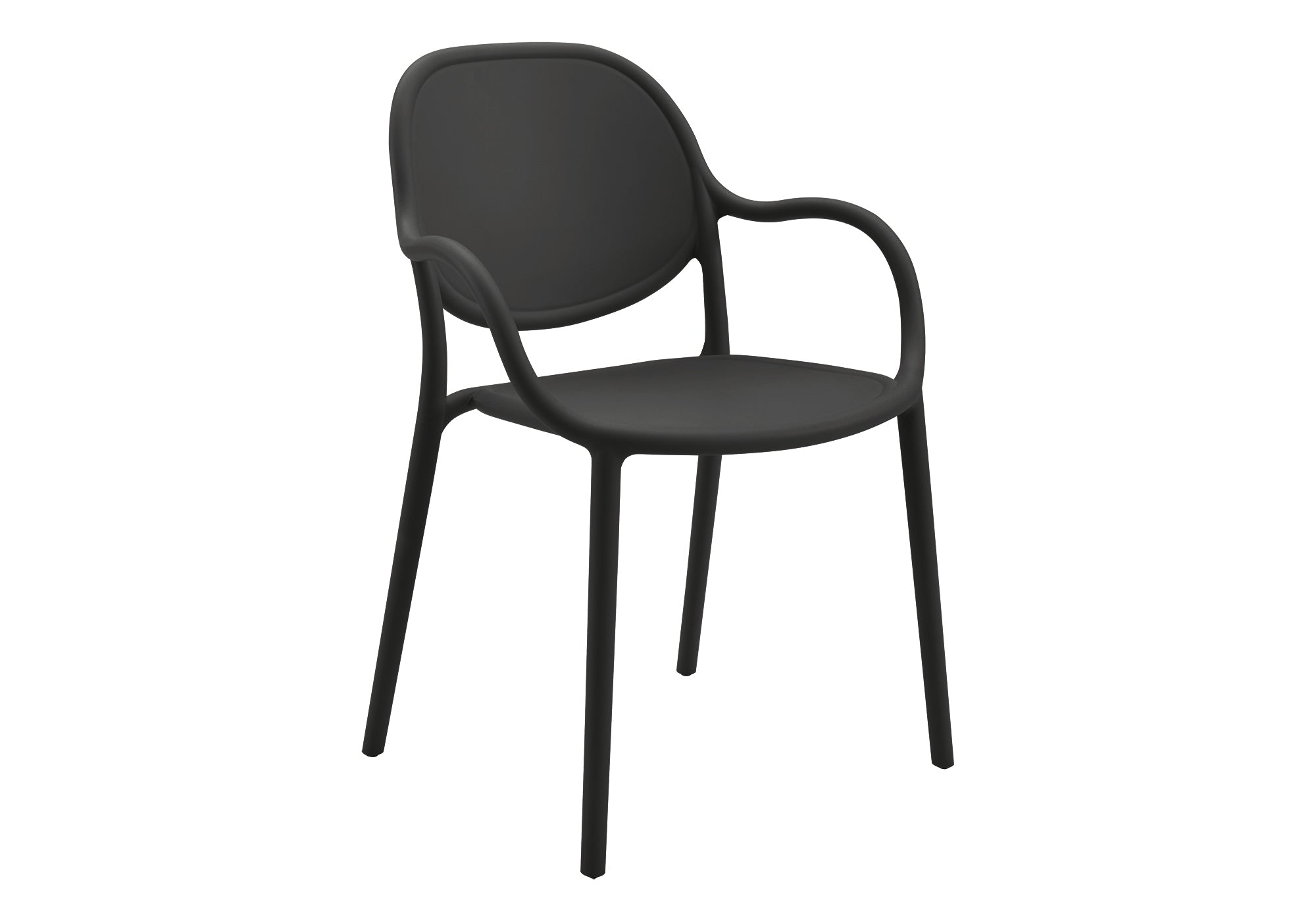 MN-804024    Outdoor Chair, 32"h, Stacking Dining Armchair, Patio Chairs, Set Of 4, Black, Contemporary, Modern