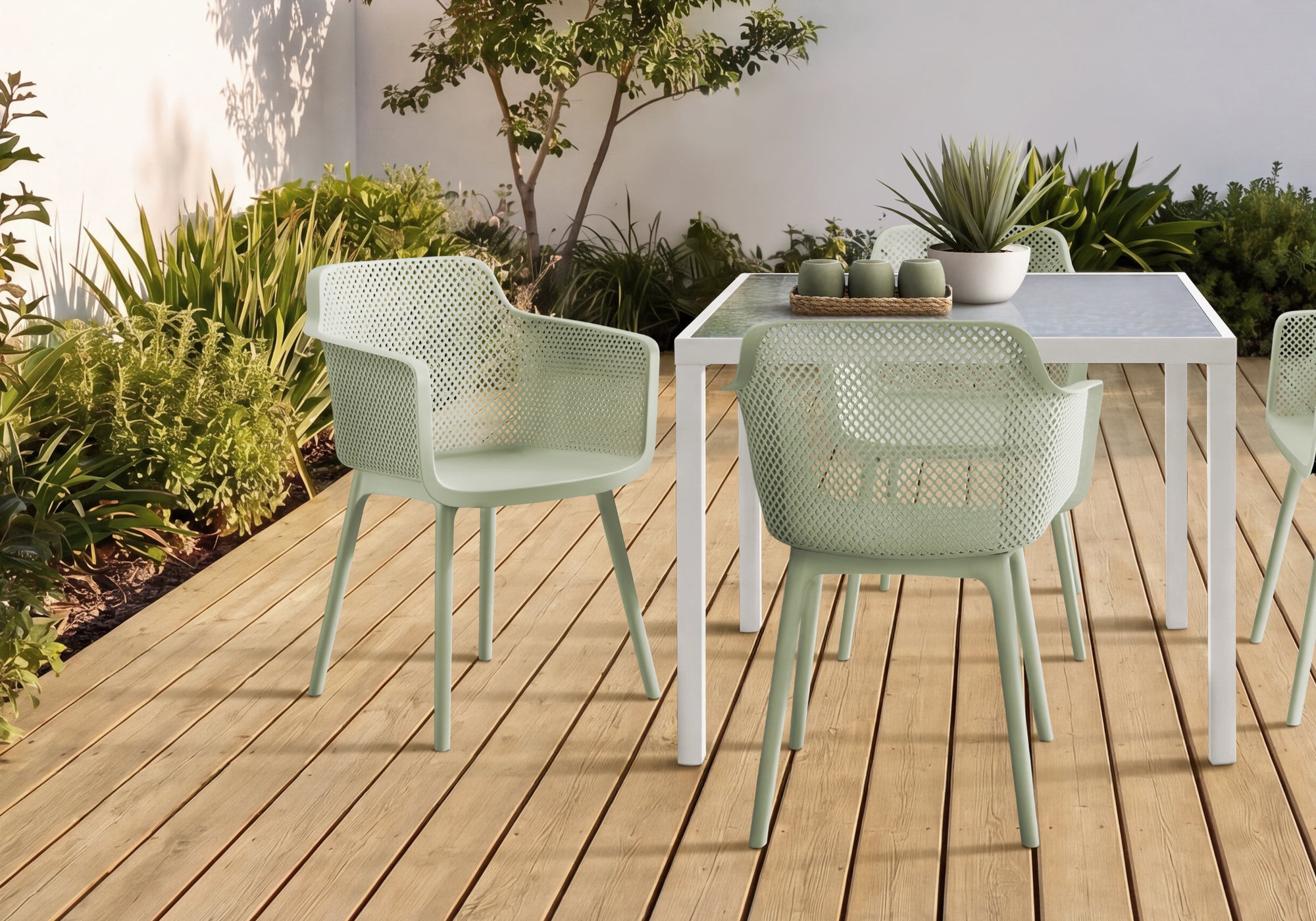 MN-844028    Outdoor Chair, 32"h, Patio Chairs, Set Of 4, Sea Green, Contemporary, Modern