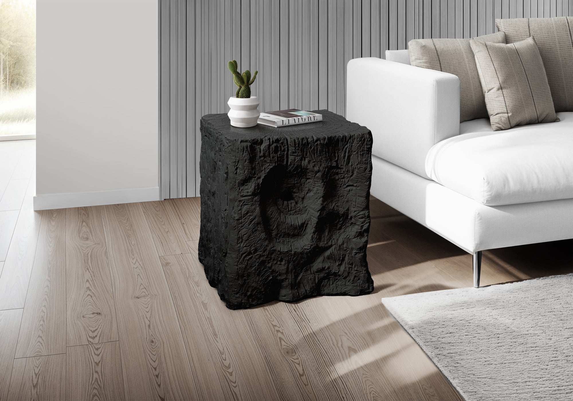 MN-994112    Accent Table, 25"H, Indoor Or Outdoor, End, Nightstand, Side Table, Square, Living Room, Bedroom, Black, Contemporary, Modern
