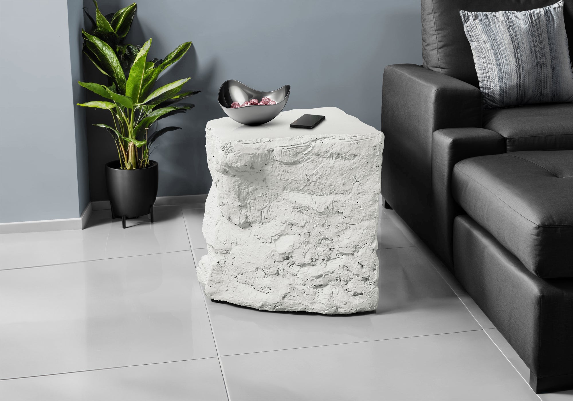 MN-V114116    Accent Table, 25"H, Indoor Or Outdoor, Side Table, Nightstand, End, Bedroom, Living Room, White, Contemporary, Modern