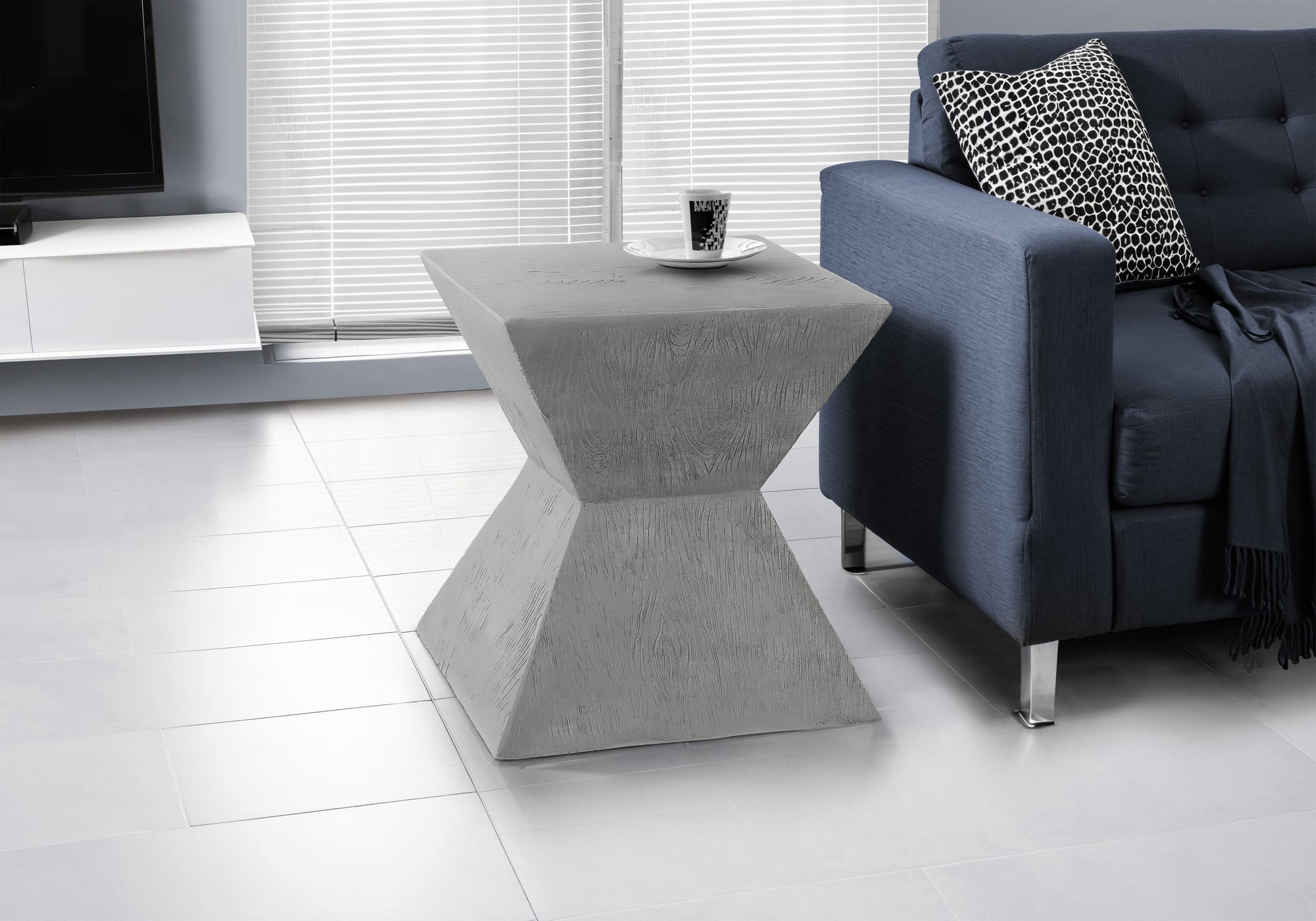MN-V184125    Accent Table, 25"H, Indoor Or Outdoor, Side Table, End, Nightstand, Bedroom, Living Room, Grey, Contemporary, Modern