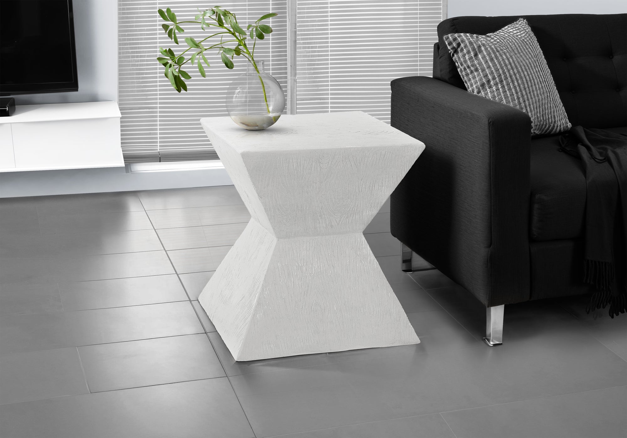 MN-V184126    Accent Table, 25"H, Indoor Or Outdoor, Side Table, End, Nightstand, Bedroom, Living Room, White, Contemporary, Modern