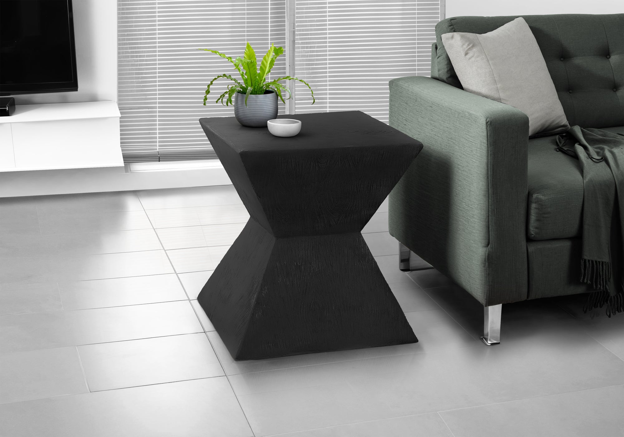 MN-V184127    Accent Table, 25"H, Indoor Or Outdoor, Side Table, End, Nightstand, Bedroom, Living Room, Black, Contemporary, Modern