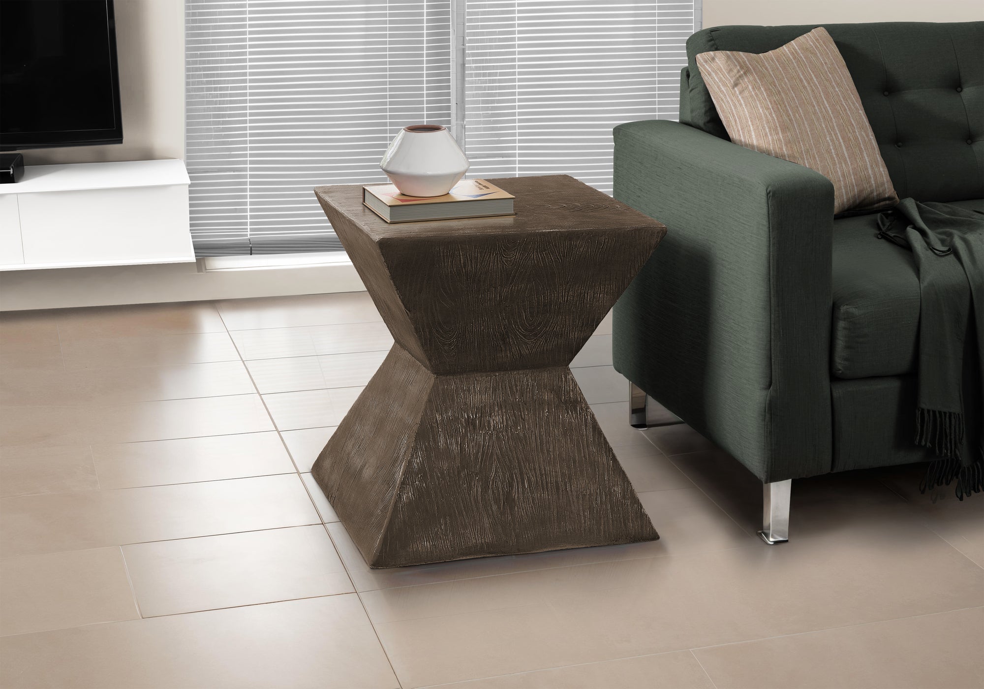 MN-V184128    Accent Table, 25"H, Indoor Or Outdoor, Side Table, End, Nightstand, Bedroom, Living Room, Walnut, Contemporary, Modern