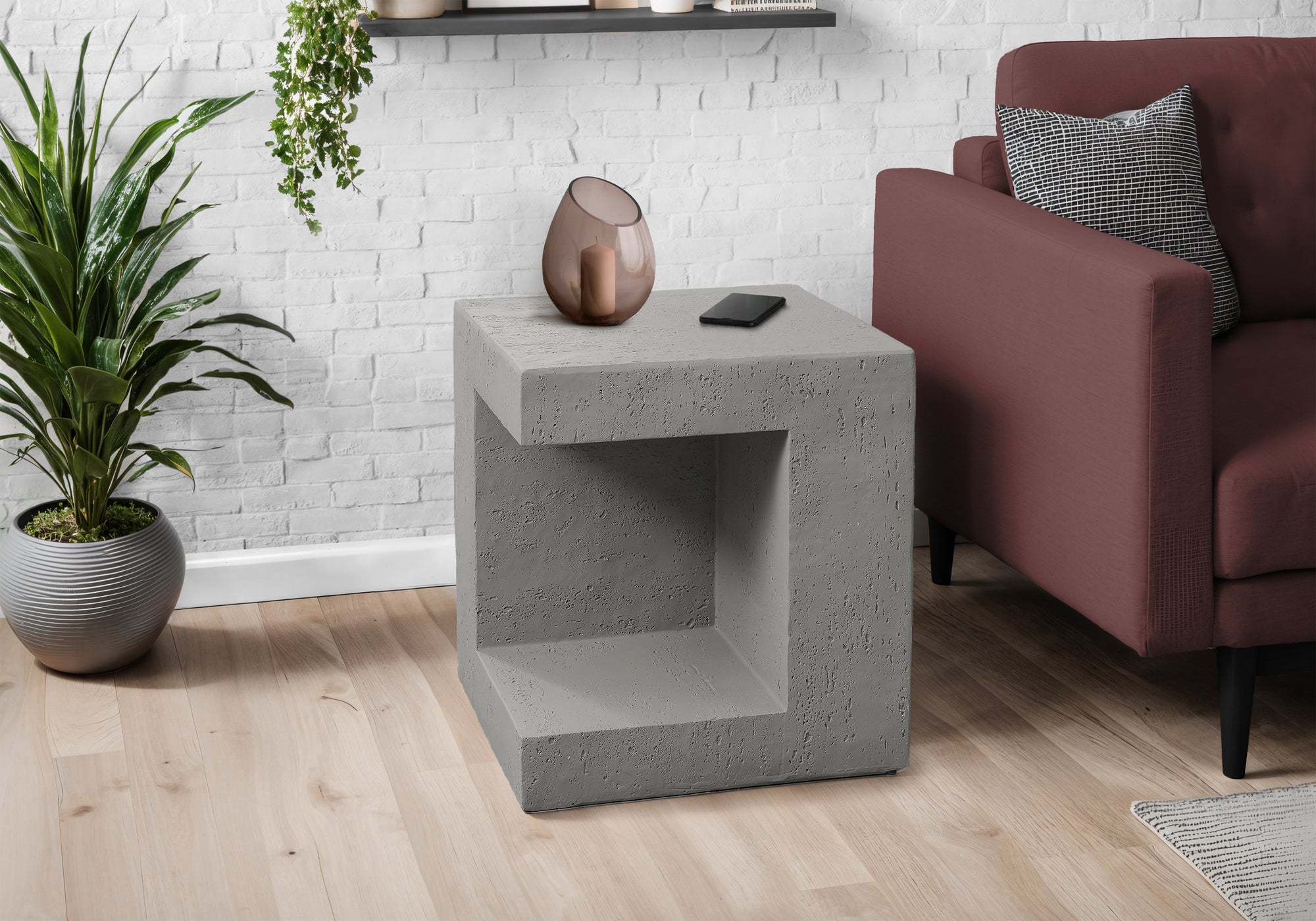 MN-E904130    Accent Table, 25"H, Indoor Or Outdoor, Side Table, Nightstand, End, Square, Grey, Contemporary, Modern