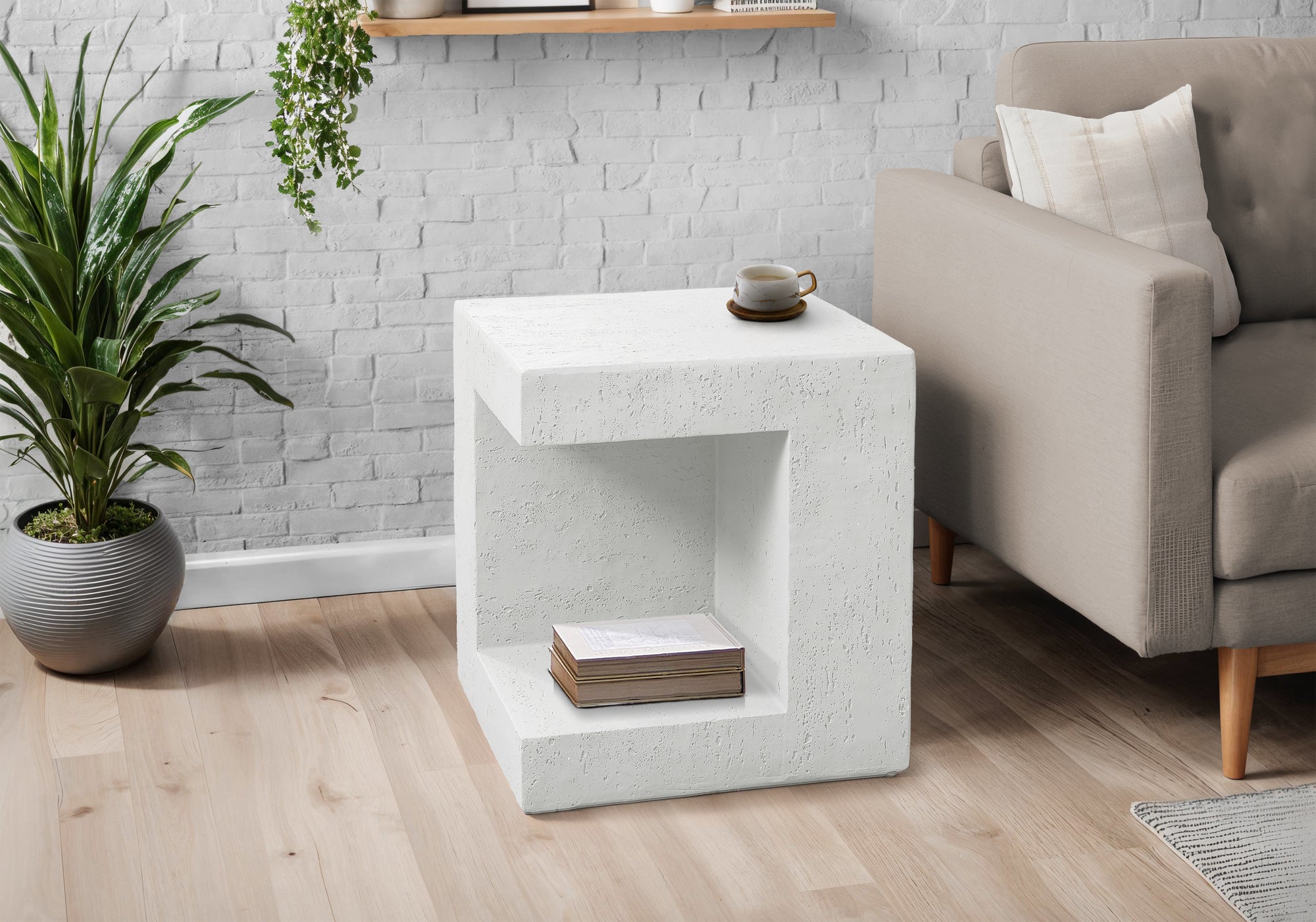 MN-E904131    Accent Table, 25"H, Indoor Or Outdoor, Side Table, Nightstand, End, Square, White, Contemporary, Modern