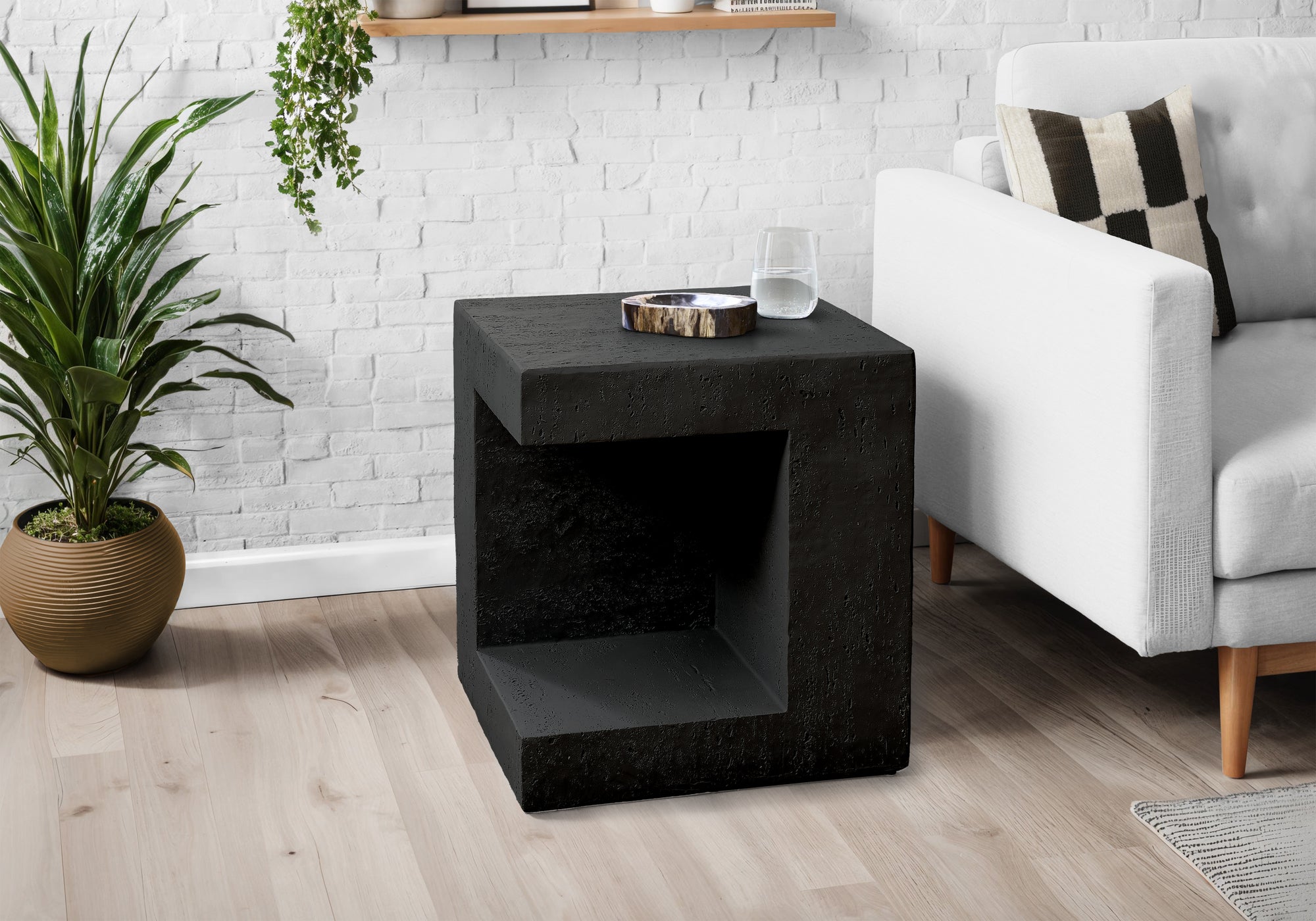 MN-E904132    Accent Table, 25"H, Indoor Or Outdoor, Side Table, Nightstand, End, Square, Black, Contemporary, Modern