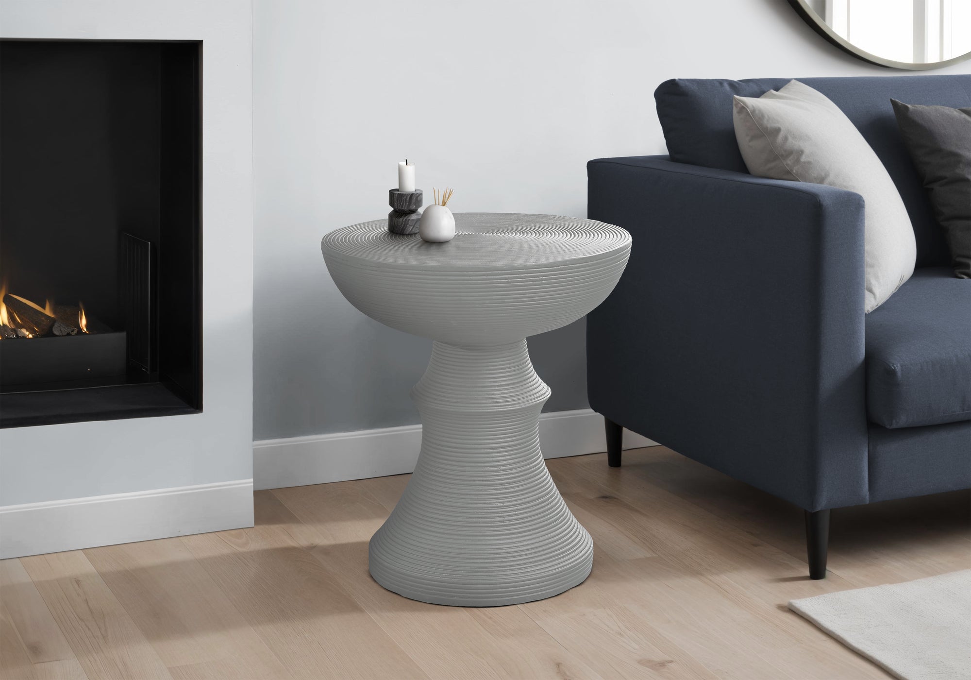 MN-C264144    Accent Table, 25"H, Indoor Or Outdoor, Side Table, End, Bedroom, Living Room, Nightstand, Round, Grey, Contemporary, Modern