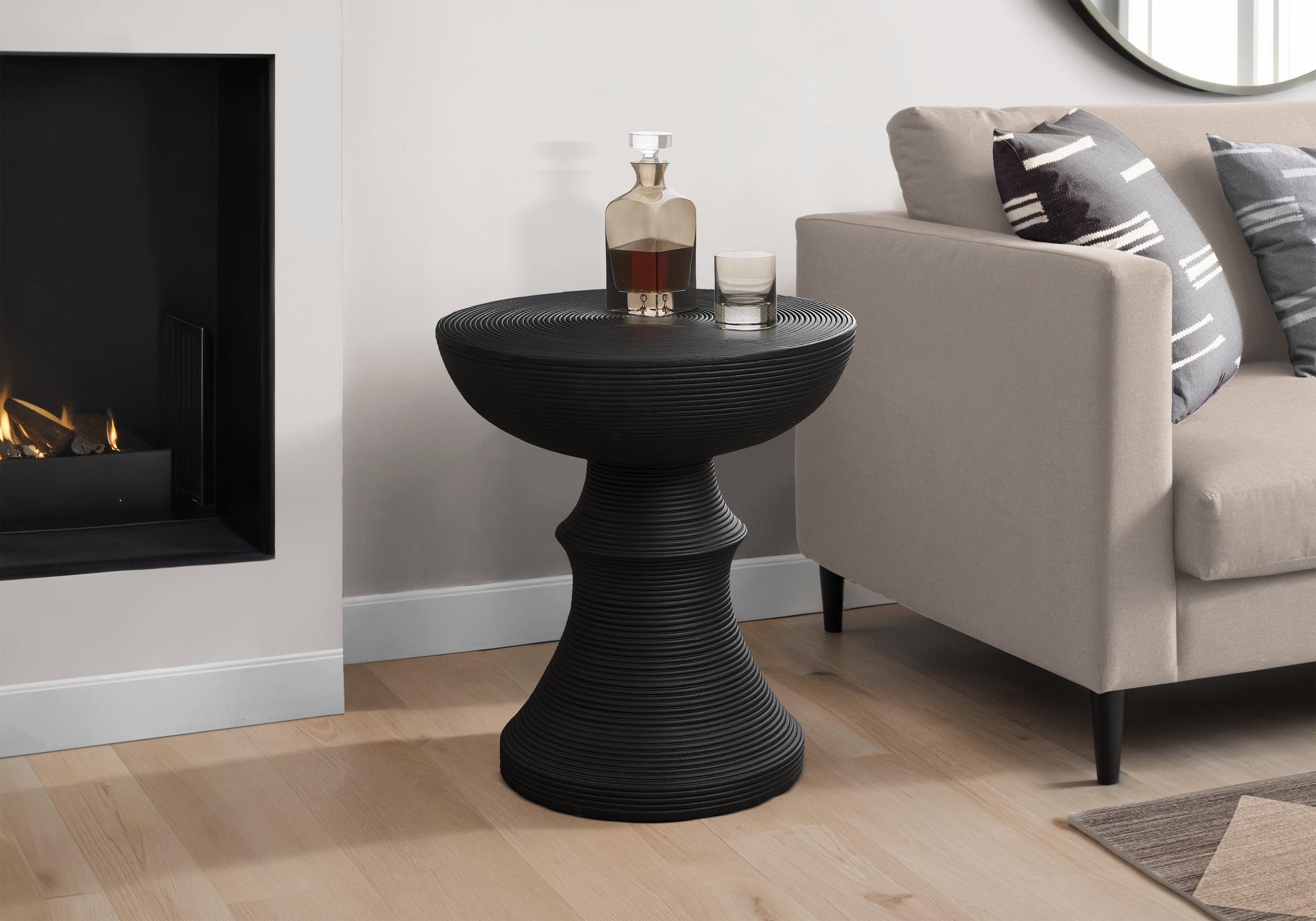 MN-C264146    Accent Table, 25"H, Indoor Or Outdoor, Side Table, End, Bedroom, Living Room, Nightstand, Round, Black, Contemporary, Modern