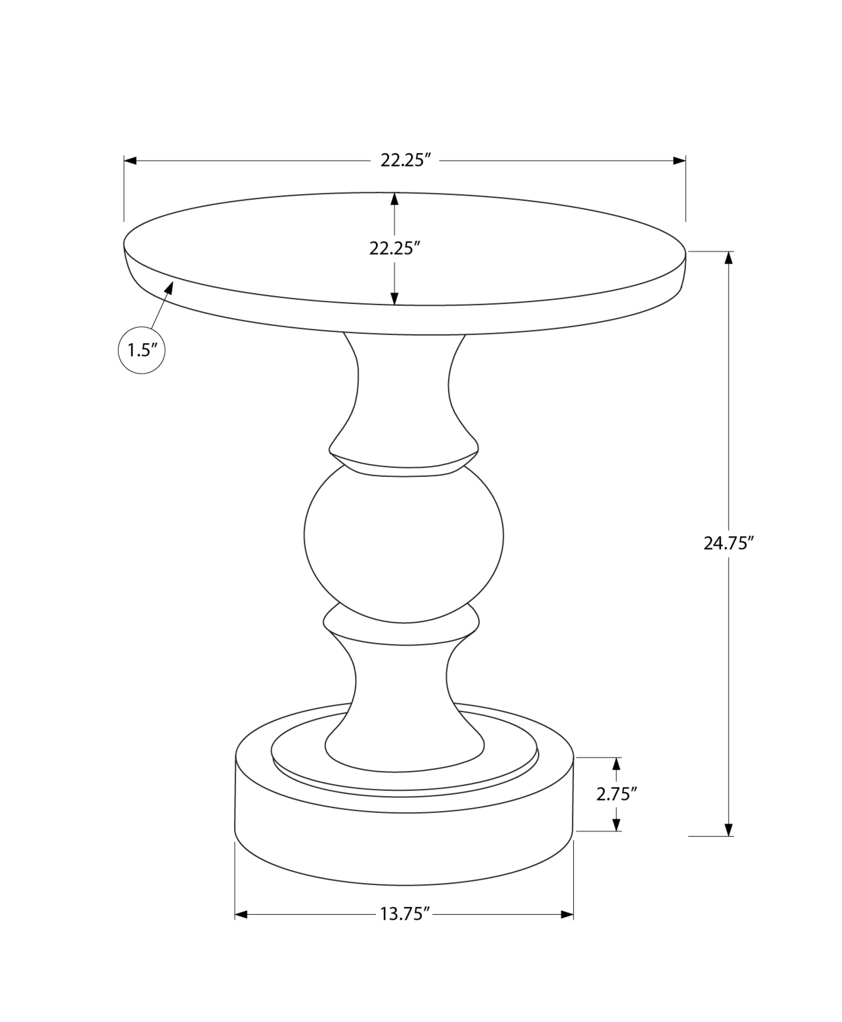 MN-E384160    Accent Table, 25"H, Indoor Or Outdoor, Bedroom, End, Living Room, Nightstand, Round, Side Table, Grey, Transitional