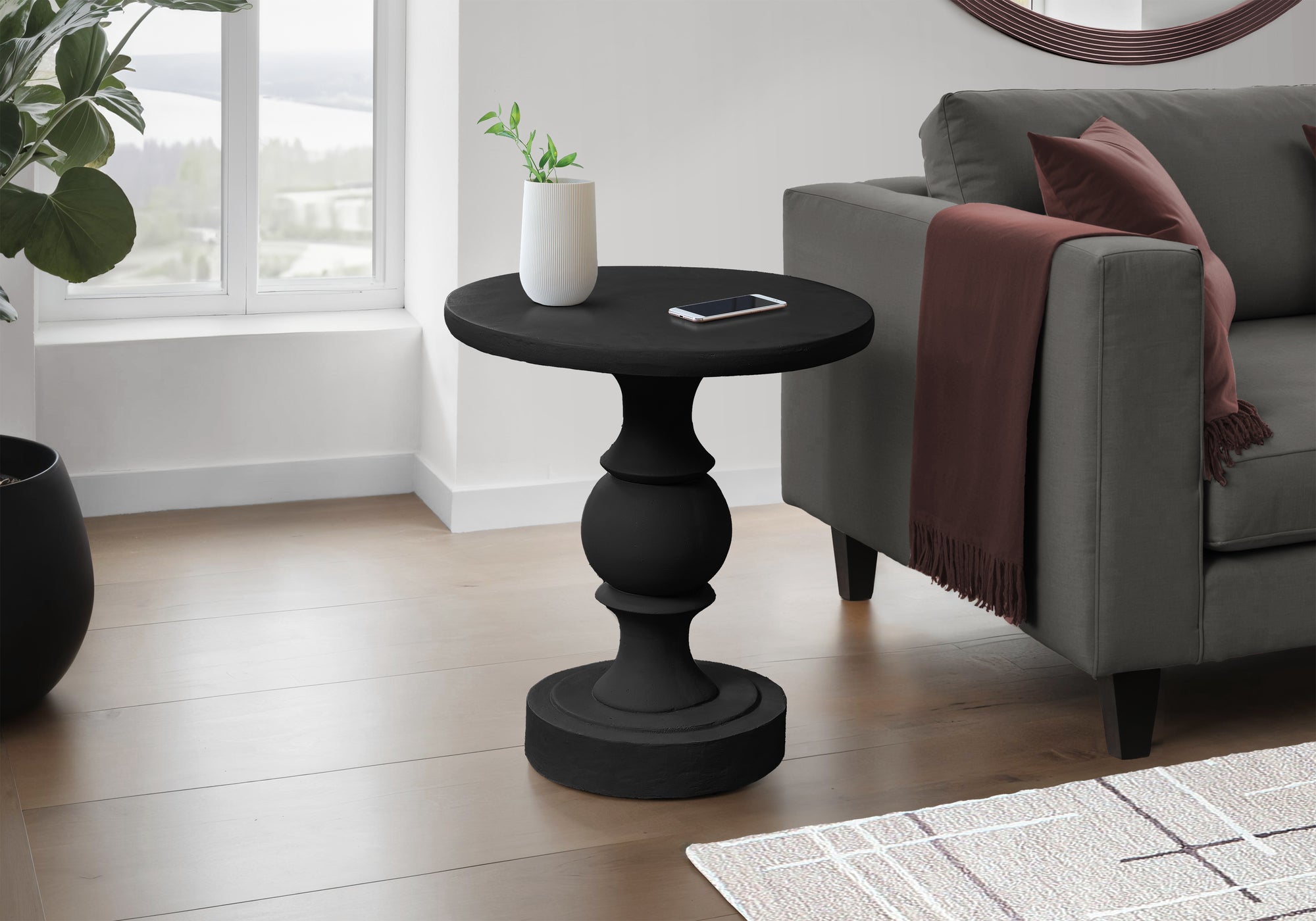 MN-E384162    Accent Table, 25"H, Indoor Or Outdoor, Bedroom, End, Living Room, Nightstand, Round, Side Table, Black, Transitional