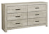 MN-175201    Bedroom Set, 6 Drawer Dresser, Bleached Oak, Contemporary, Modern