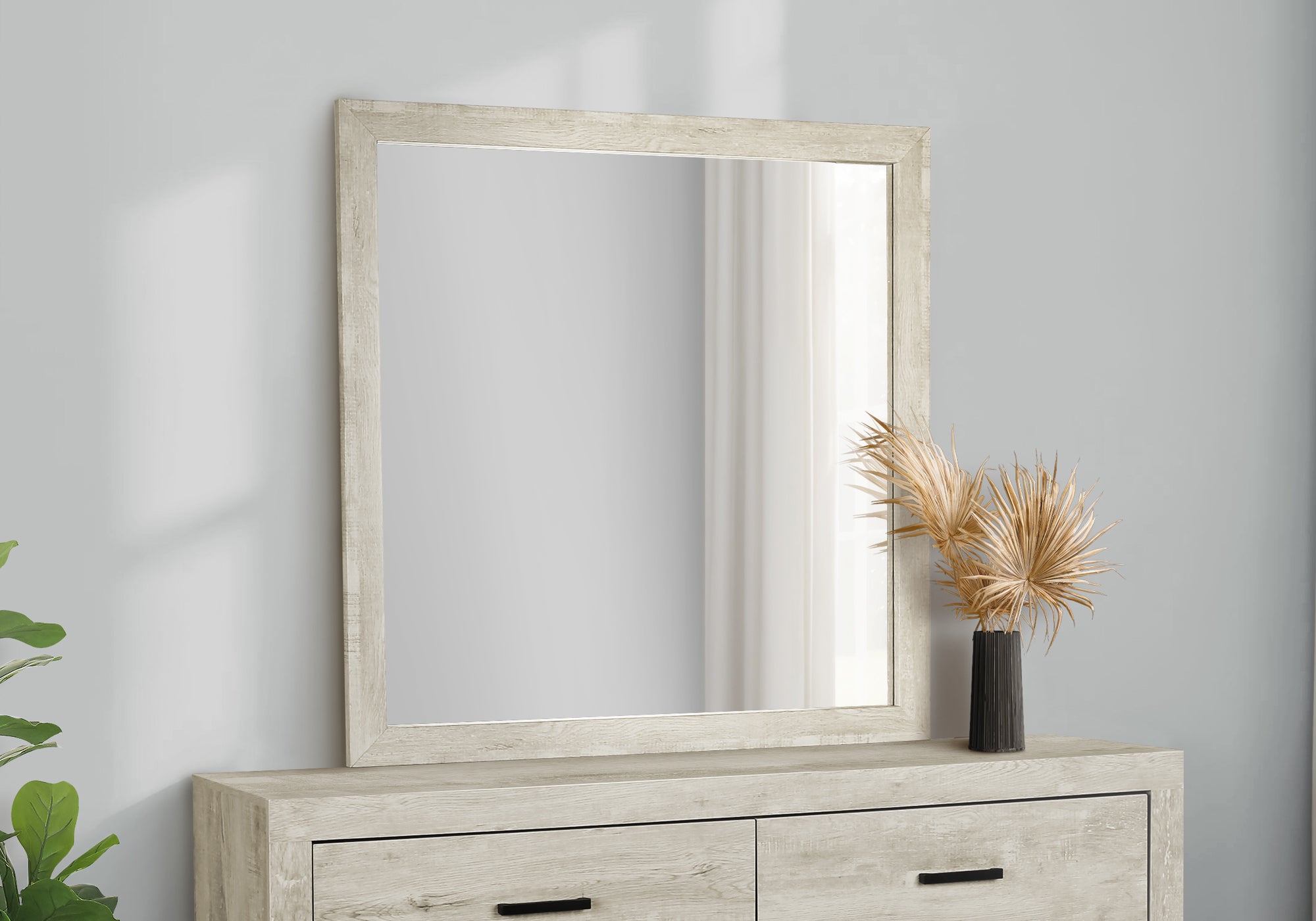 MN-185202    Bedroom Set, Wall Mirror, Bleached Oak, Contemporary, Modern