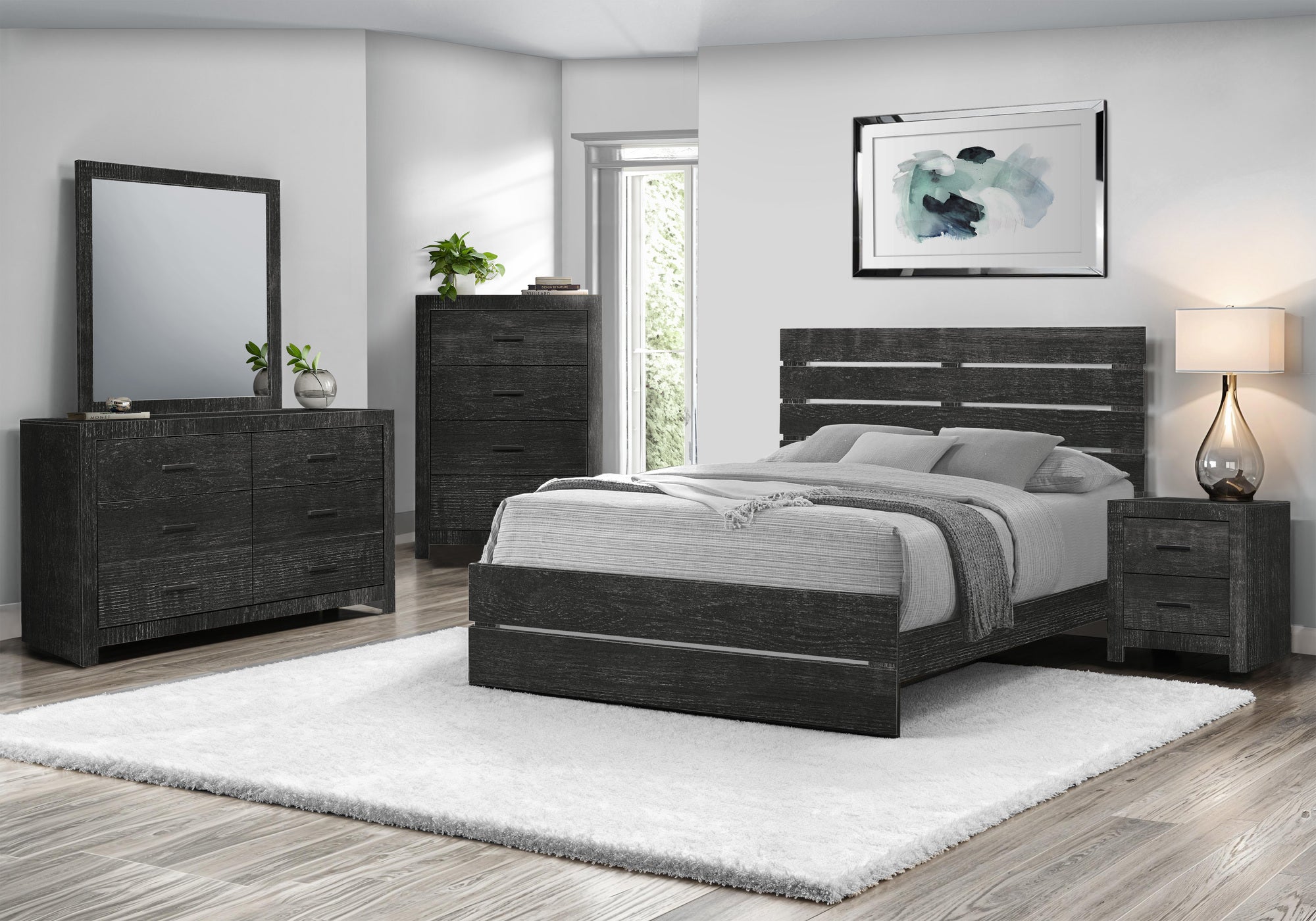 MN-215205Q    Bedroom Set, Queen Size Bed, Graphite Grey, Contemporary, Modern