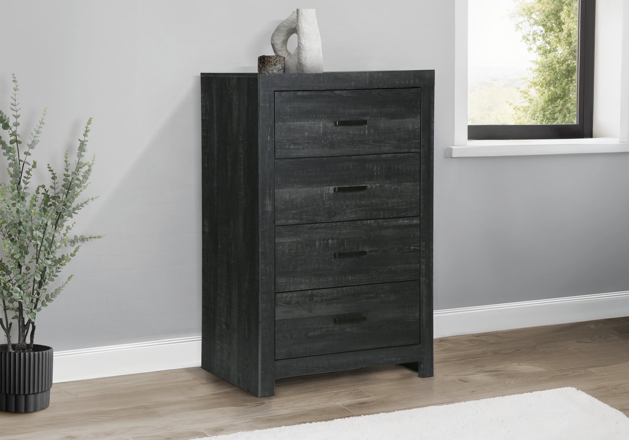 MN-255209    Bedroom Set, 4 Drawer Chest, Graphite Grey, Contemporary, Modern