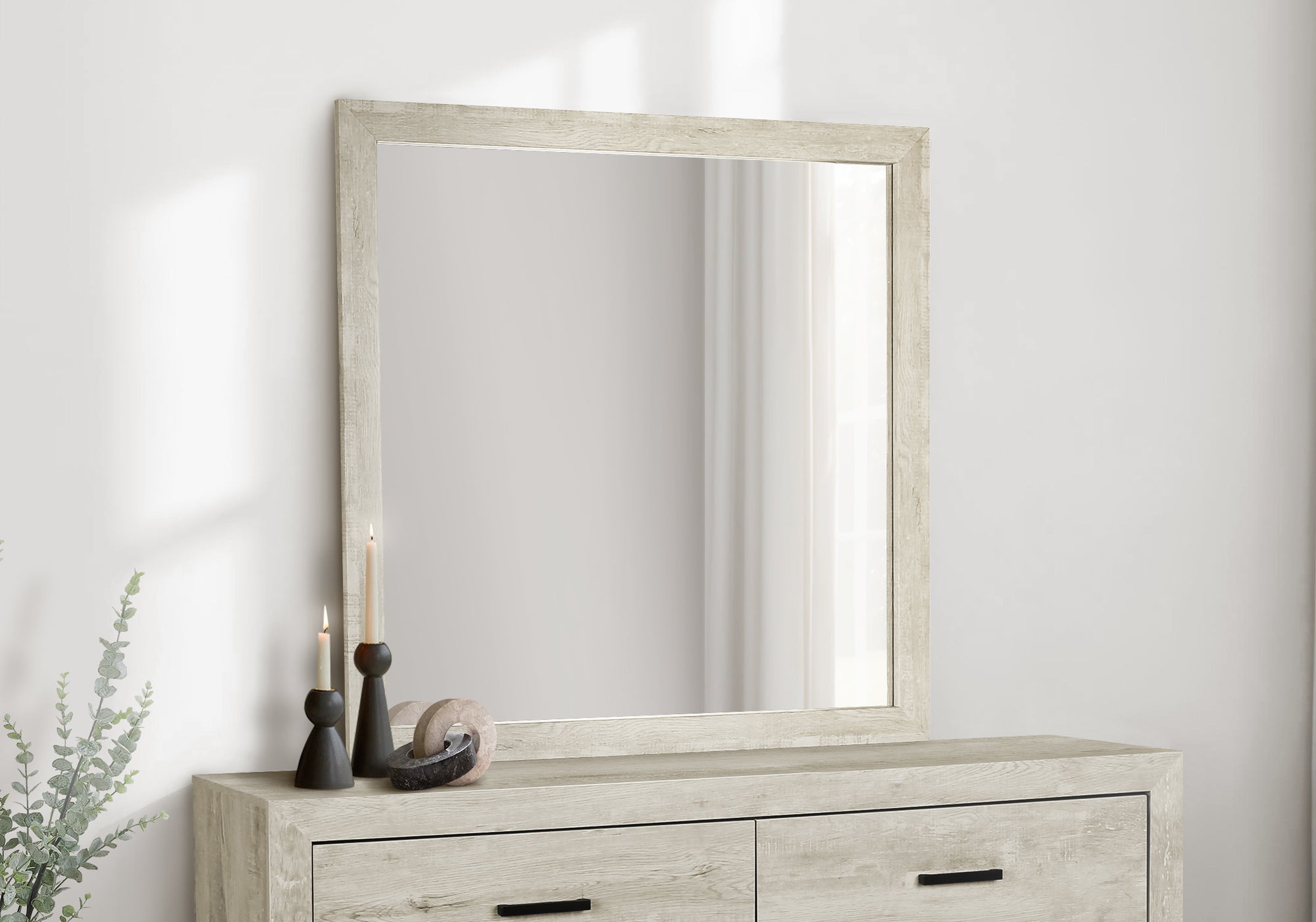 MN-345222    Bedroom Set, Wall Mirror, Bleached Oak, Contemporary, Modern