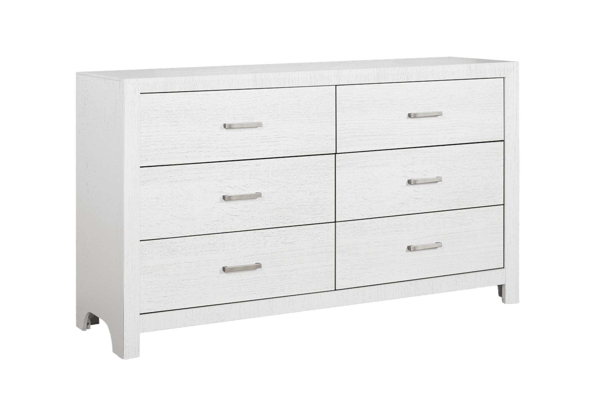 MN-515226    Bedroom Set, 6 Drawer Dresser, White Wood Grain, Contemporary, Modern