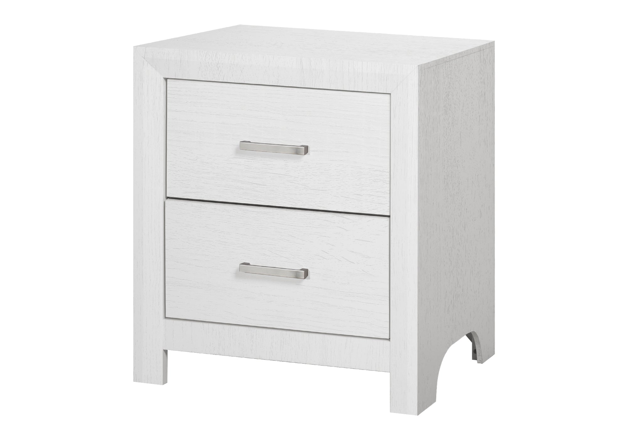 MN-535228    Bedroom Set, Two Drawer Nightstand, White Wood Grain, Contemporary, Modern