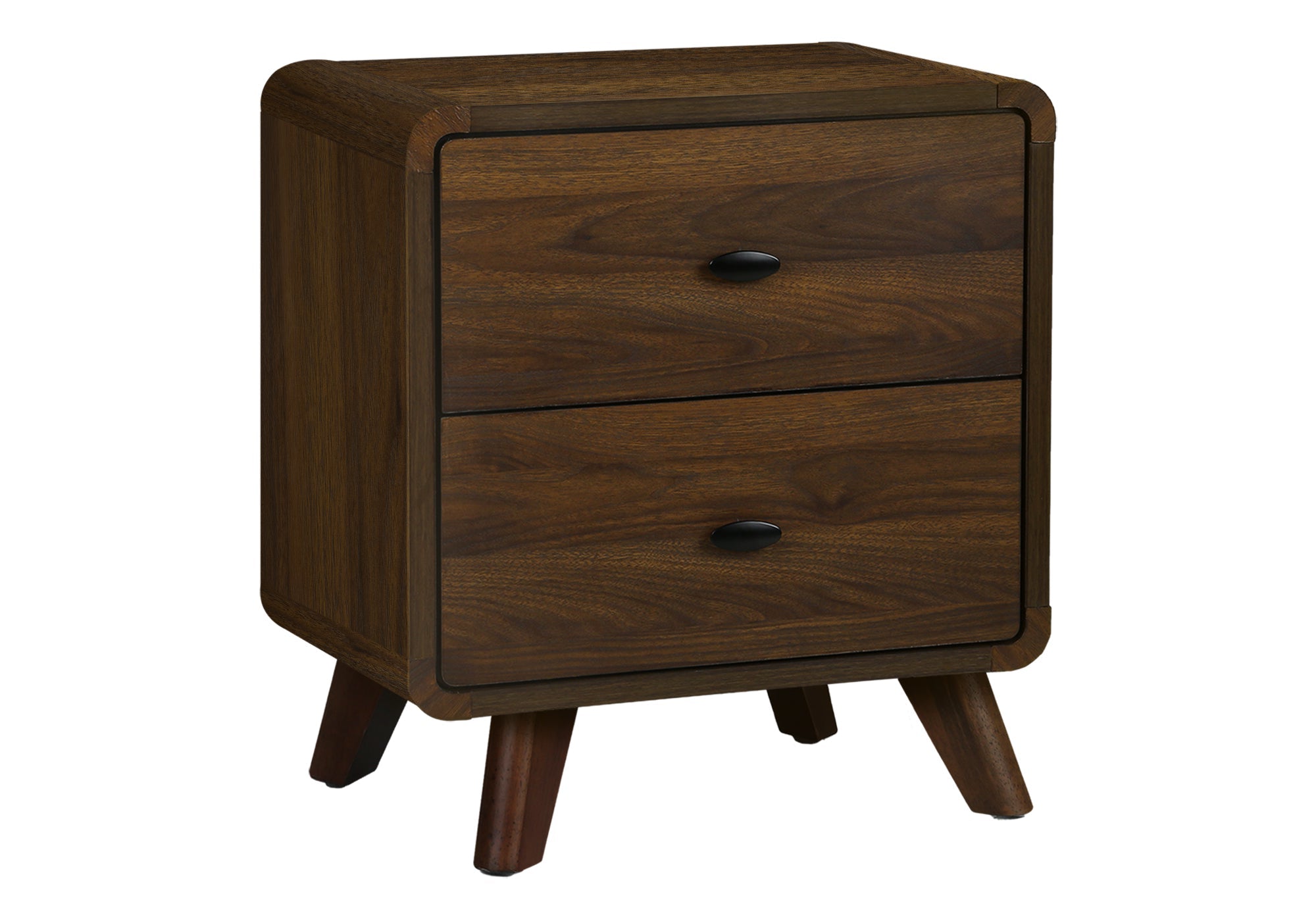 MN-405233    Bedroom Set, Two Drawer Nightstand, Walnut, Mid Century