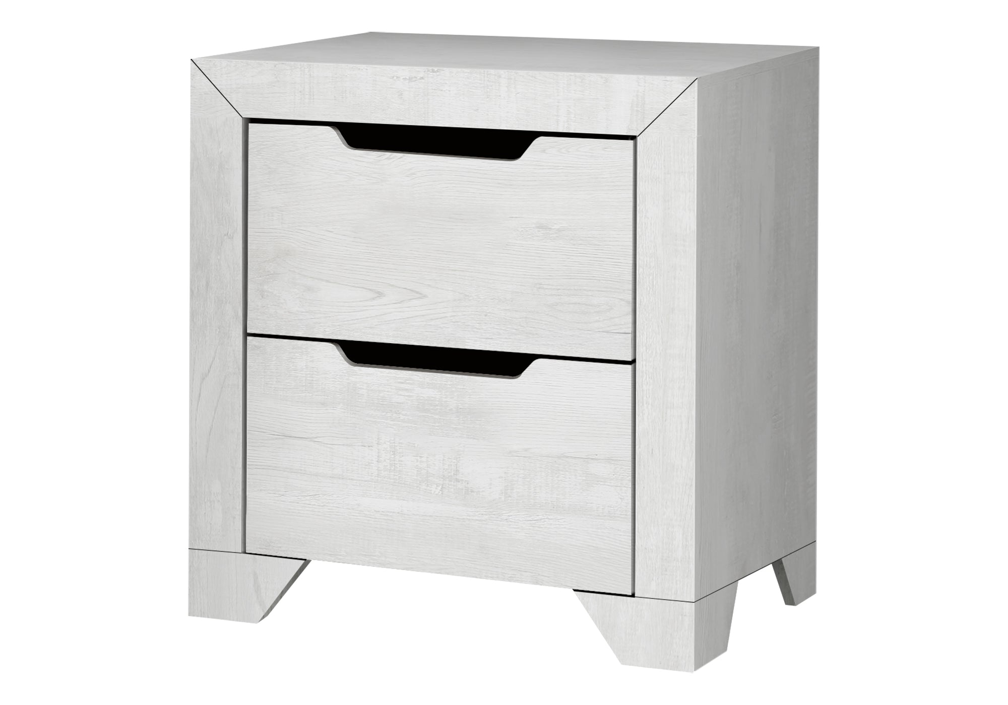 MN-505243    Bedroom Set, Two Drawer Nightstand, White Wood Grain, Contemporary, Modern