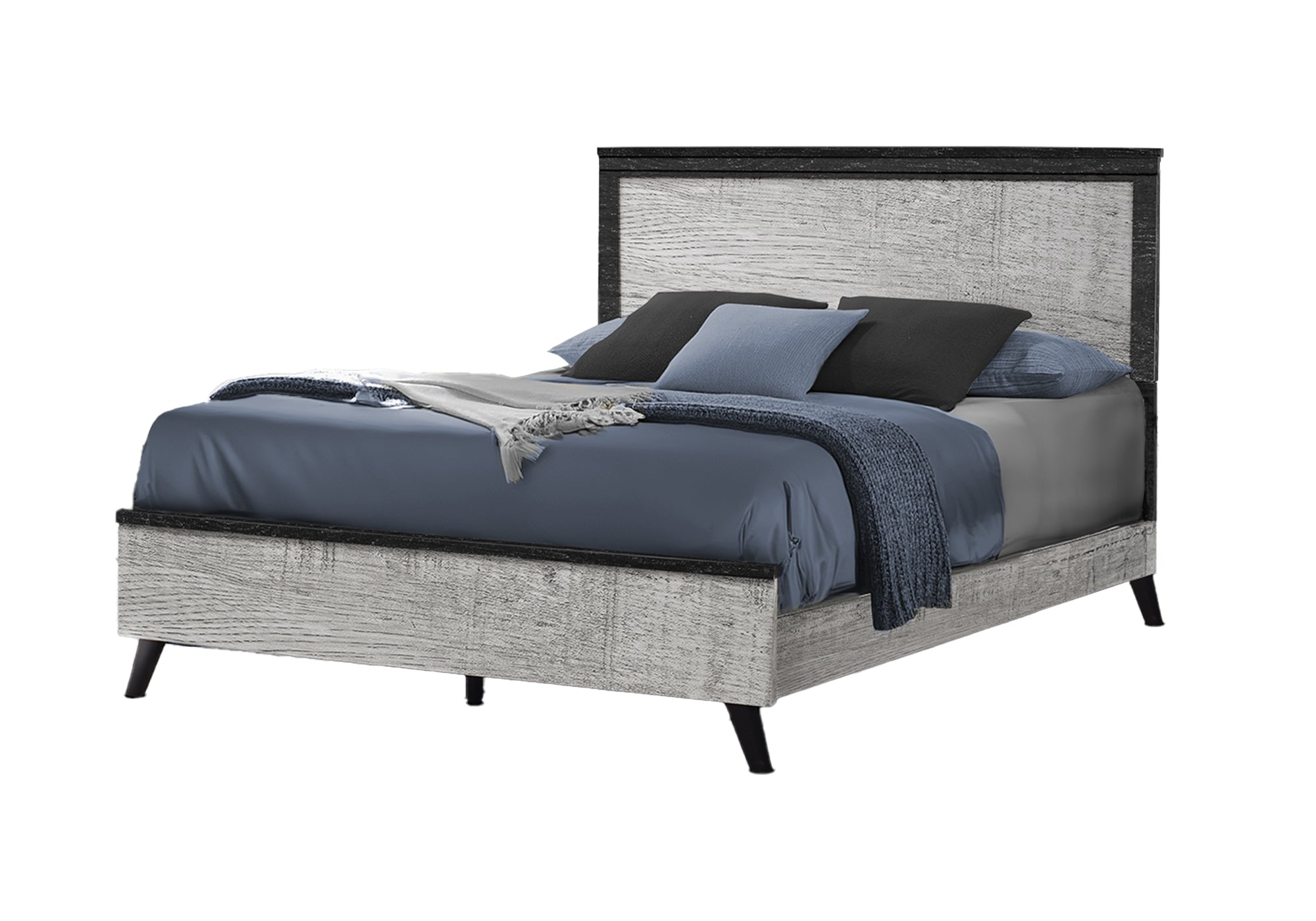 MN-525250Q    Bedroom Set, Queen Size Bed, Grey Reclaimed, Black, Contemporary, Modern